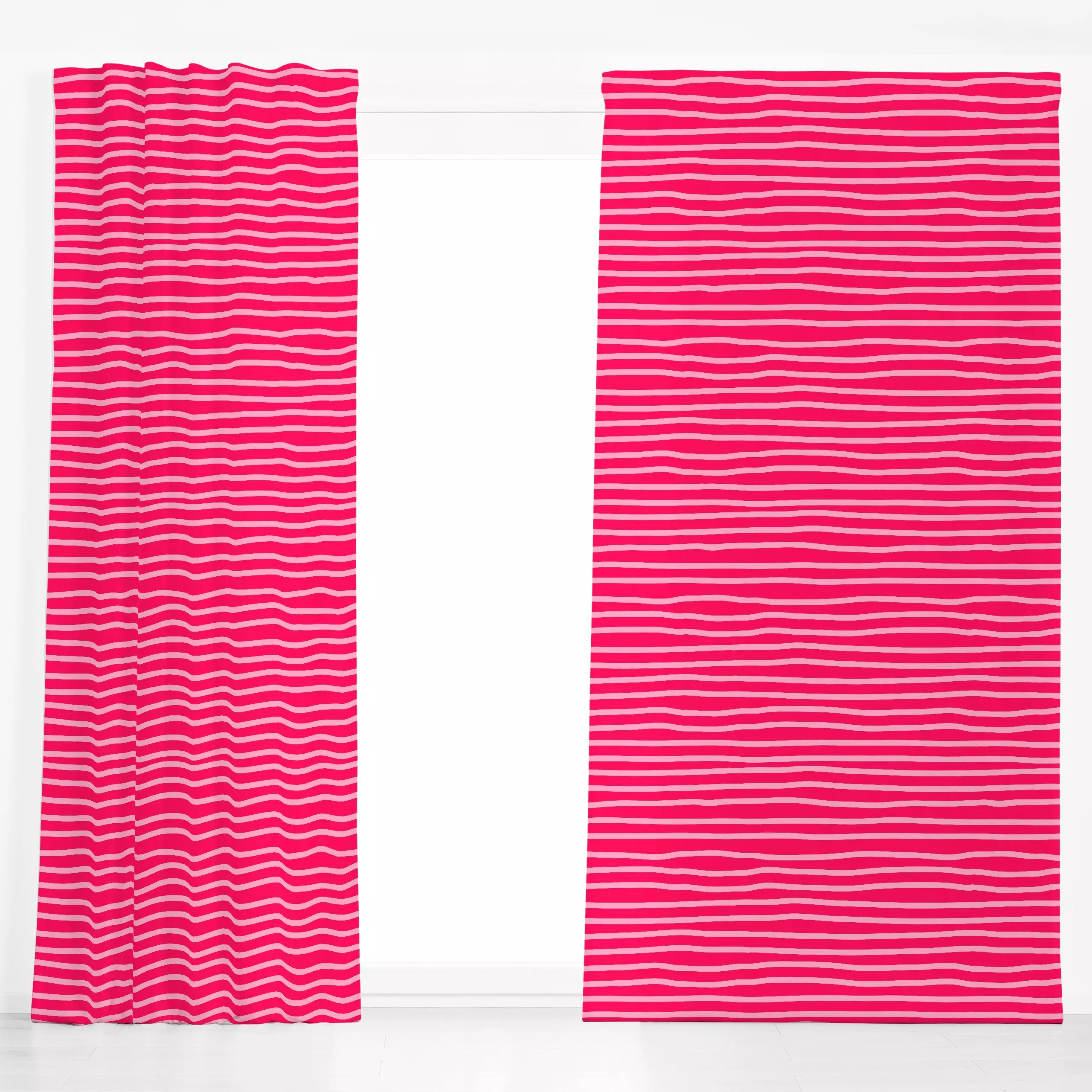 Dekovorhang Pink Stripes Horizontal - Symbole & Muster - von „Andrea Haase"; Linien, Streifen, rosa, Minimalismus, pink, ges...