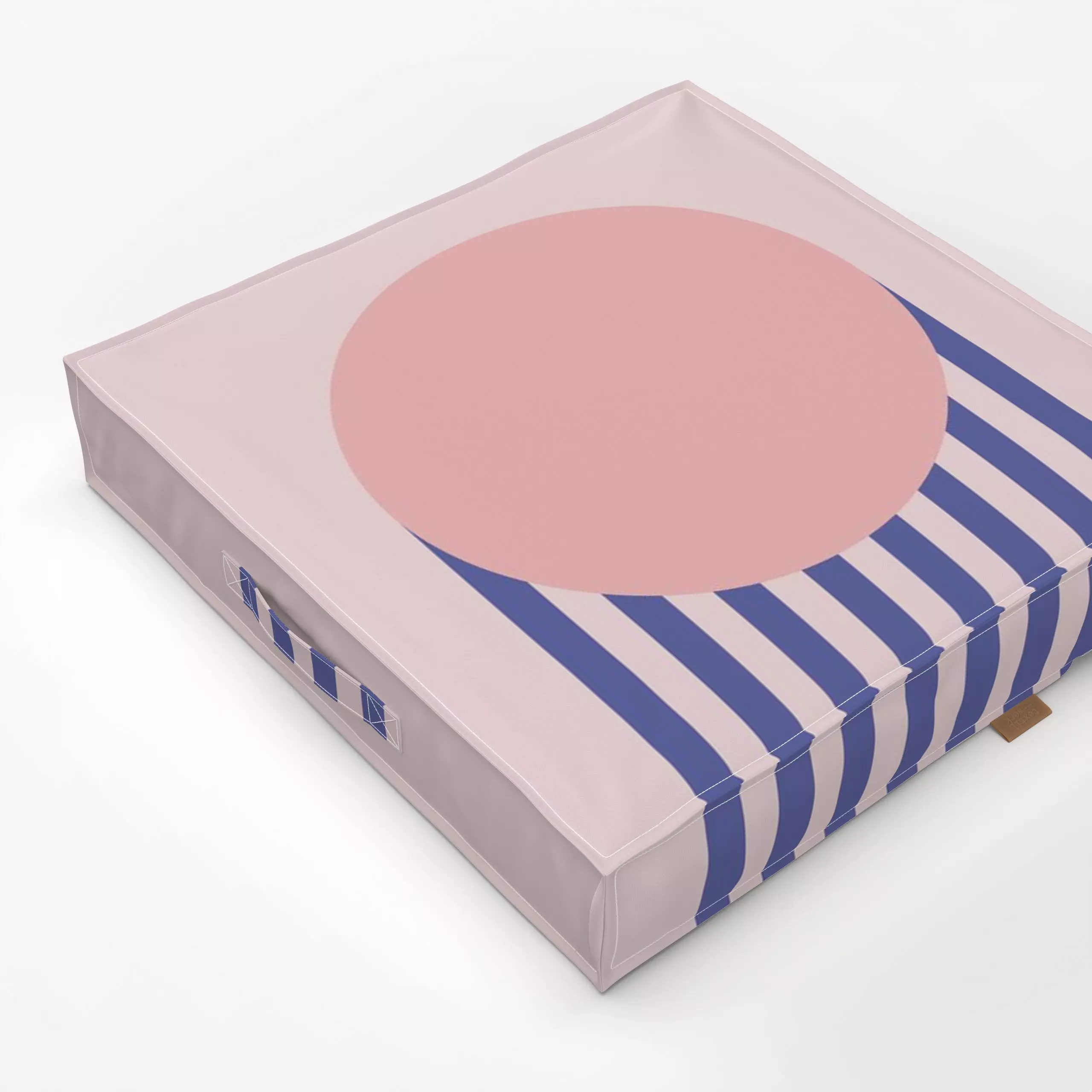Bodenkissen Kreis und Streifen rosa blau - Frühling, Sommer, Symbole & Muster - von „Andrea Liesert"; abstrakt, Streifen, Ge...