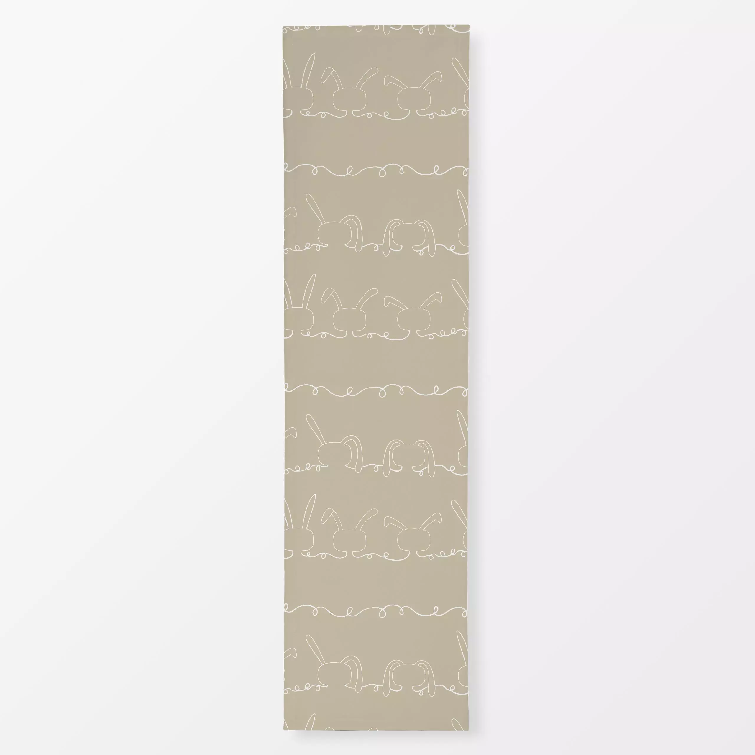 Tischläufer Rabbit On The Line Beige - Frühling, Kinderzimmer & Motive für Kinder, Tiere - von „Monor Design"; Kinder, Kinde...