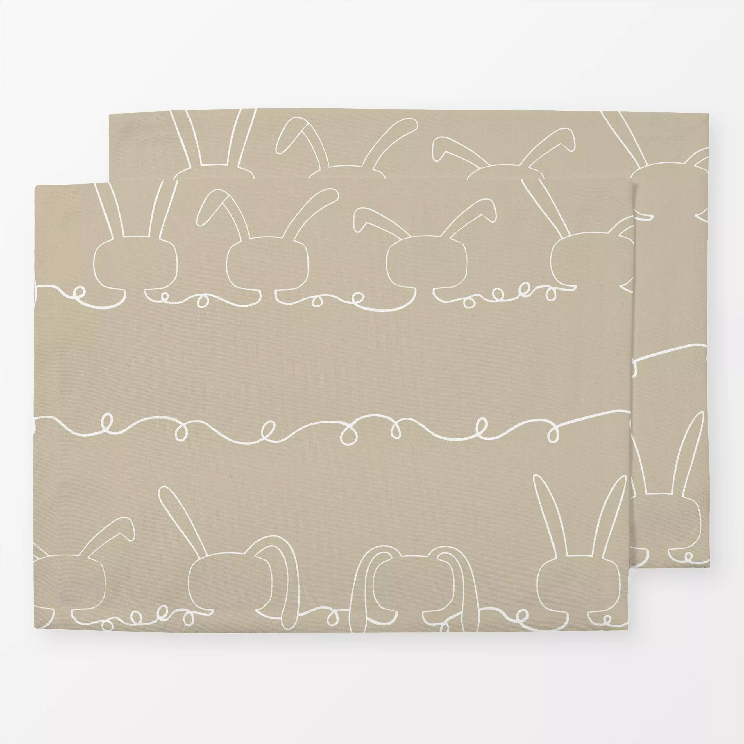 Tischset Rabbit On The Line Beige, Tiere, fürs Kinderzimmer, Ostern, von Monor Design