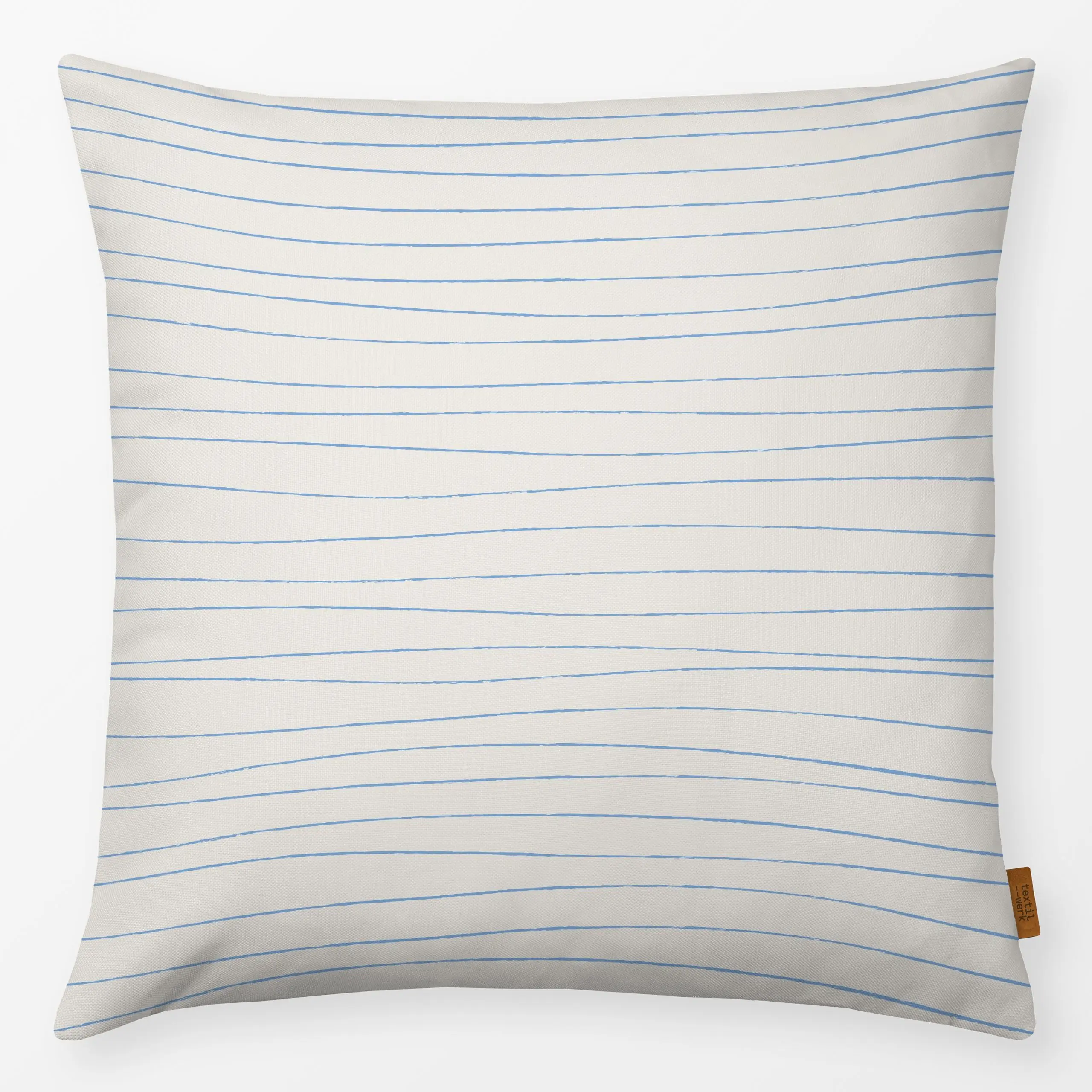 Kissen Summer Waves Light - Sommer, Symbole & Muster - von „Jana Driver"; Linien, Strand, beige, blau, Beach, lines, waves, ...