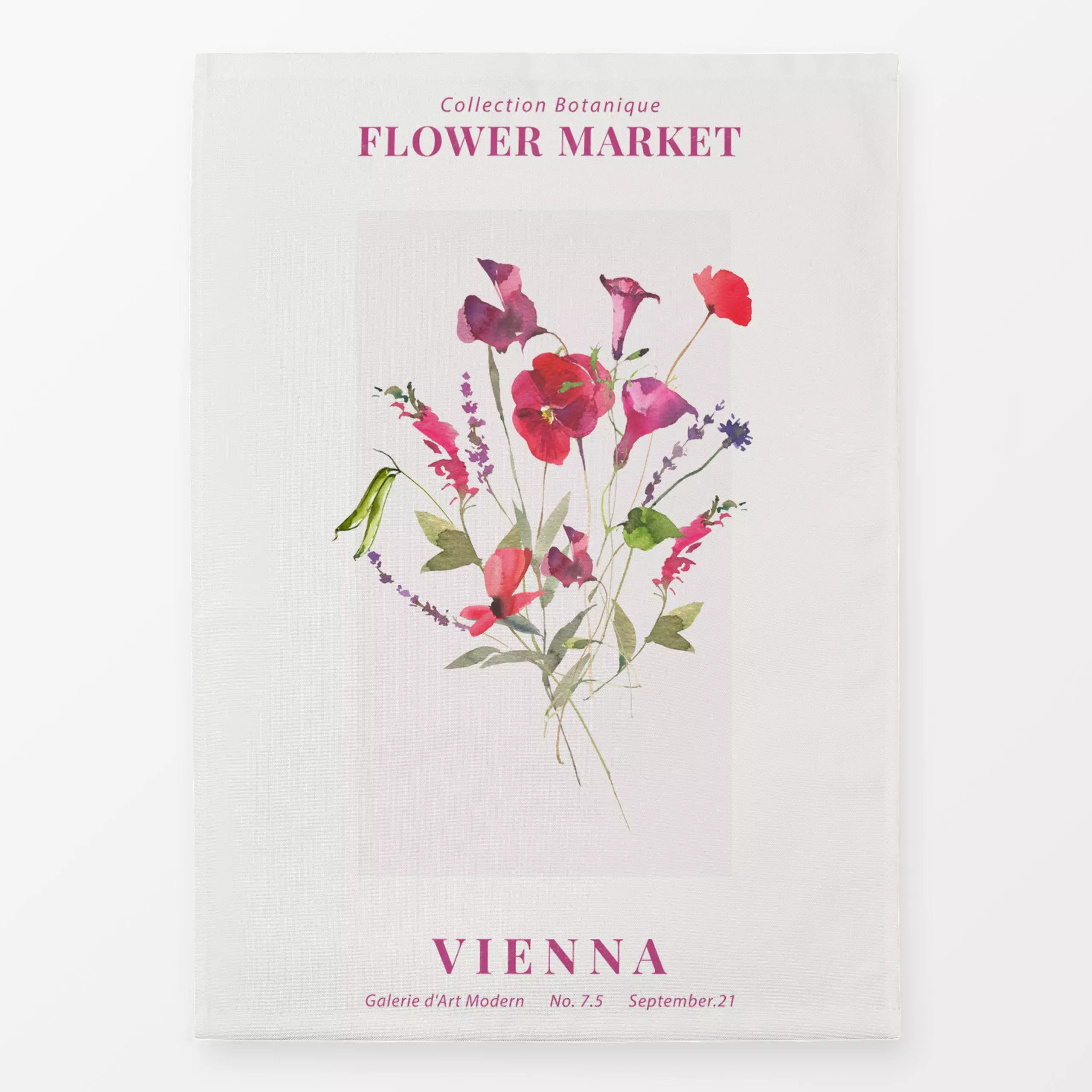 Geschirrtücher Flower Market Vienna - Blumen & Florales, Pflanzen & Botanik - von „Uta Naumann"; boho, Blumen, Retro, Mohn, ...