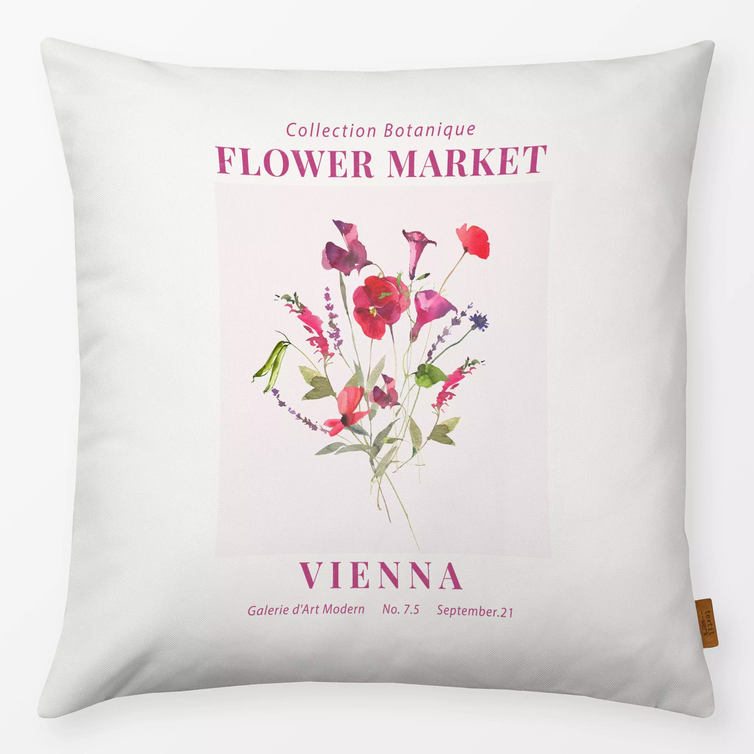 Kissen Flower Market Vienna - Blumen & Florales, Pflanzen & Botanik - von „Uta Naumann"; boho, Blumen, Retro, Mohn, Lavendel...