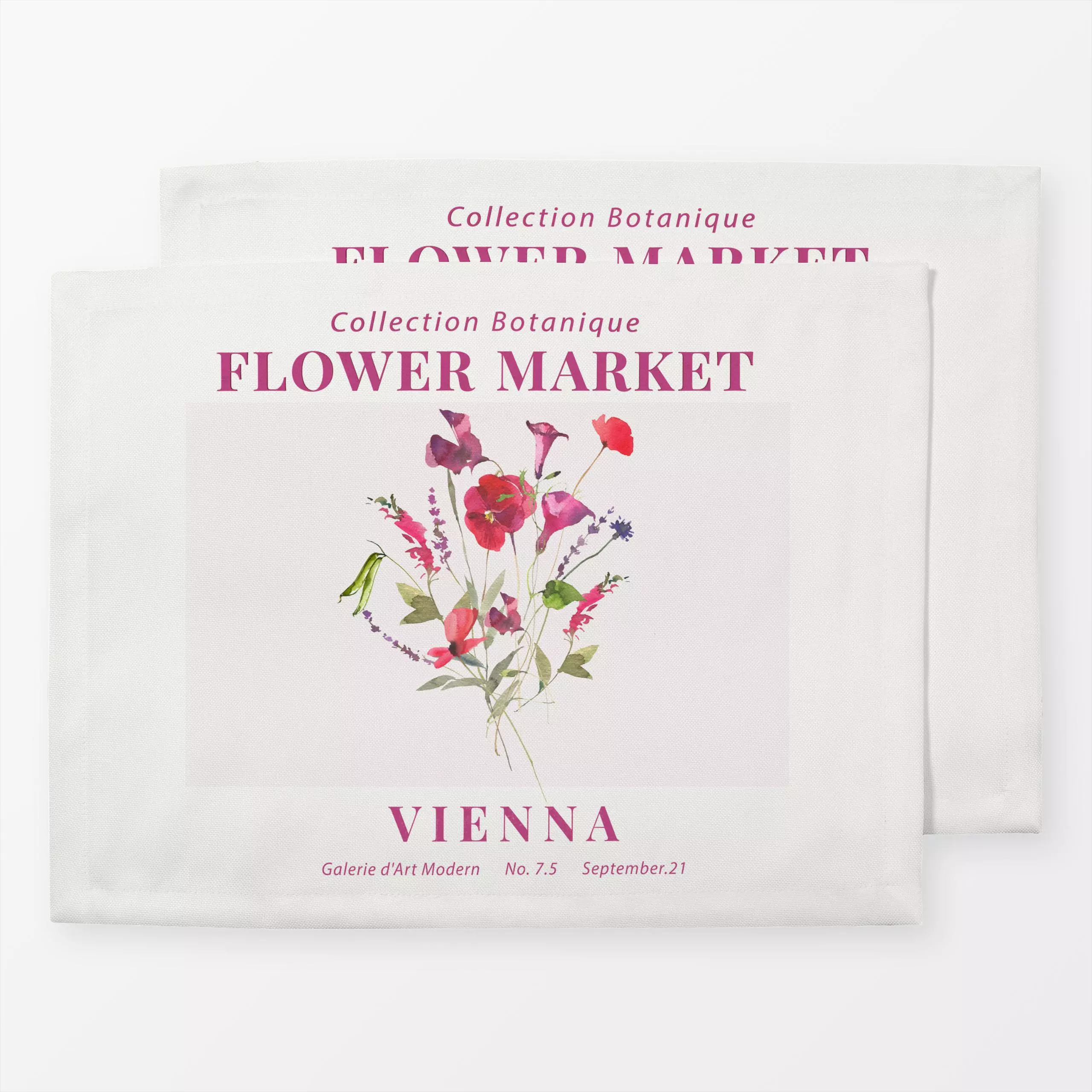 Tischset Flower Market Vienna - Blumen & Florales, Pflanzen & Botanik - von „Uta Naumann"; boho, Blumen, Retro, Mohn, Lavend...