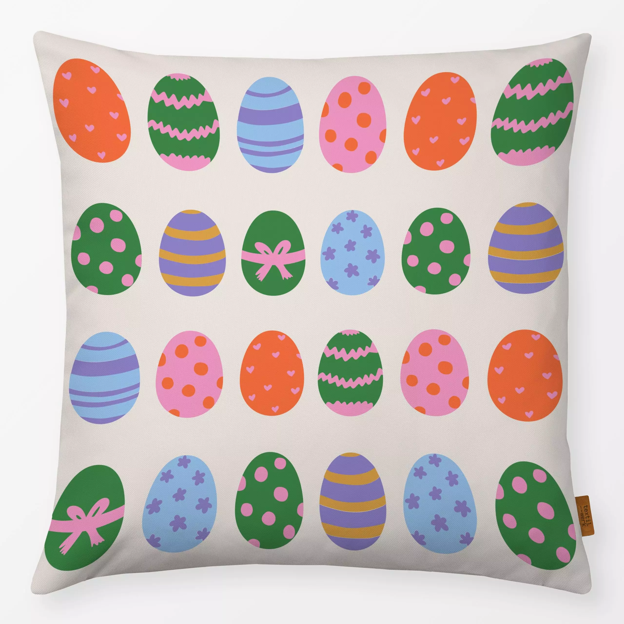 Kissen Ostereier 1 - Frühling - von „textilwerk"; Illustration, skandinavisch, beige, Ostern, minimalistisch, schlicht, Frue...