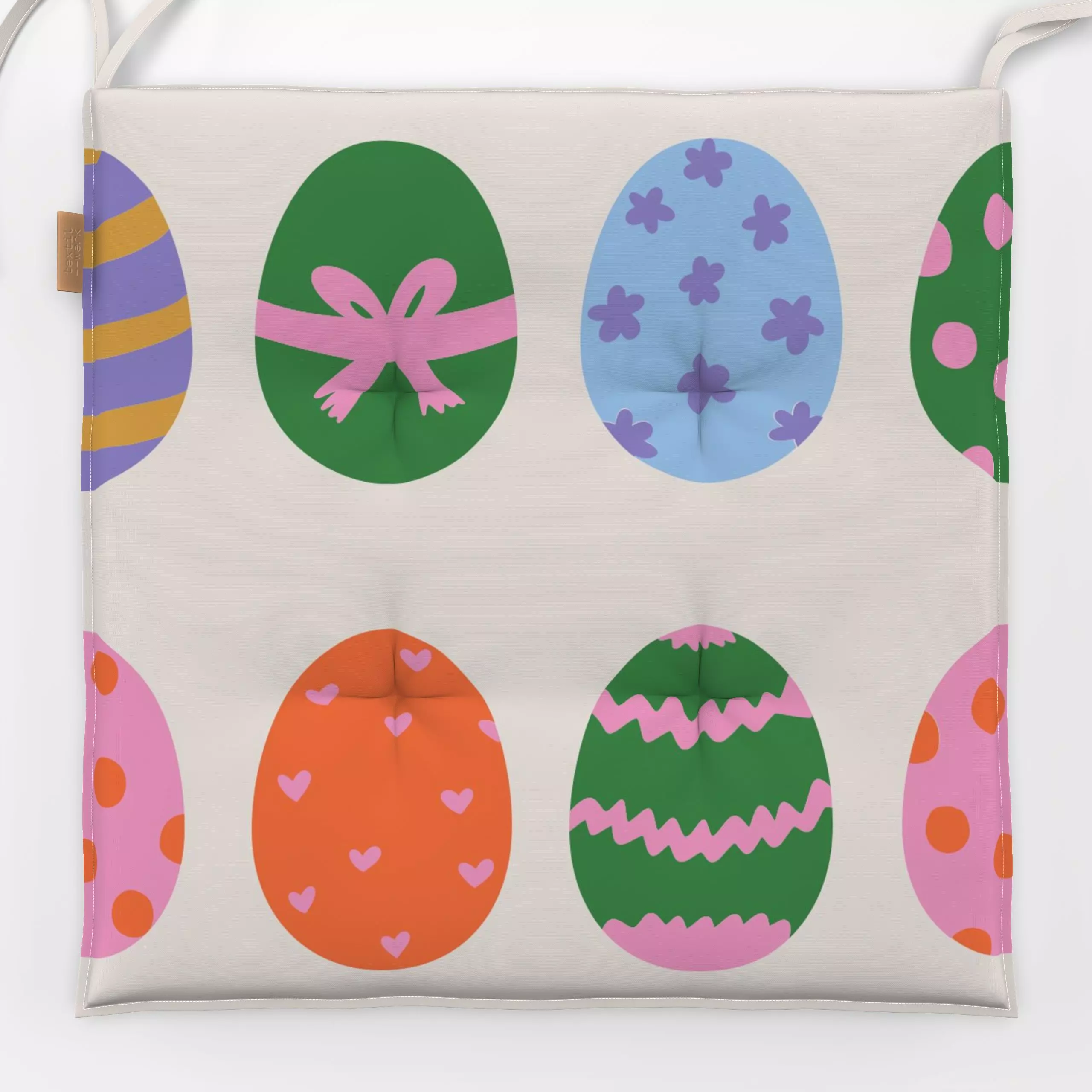 Sitzkissen Ostereier 1 - Frühling - von „textilwerk"; Illustration, skandinavisch, beige, Ostern, minimalistisch, schlicht, ...