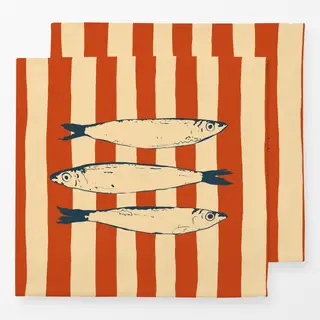 Servietten Sardine Fish On Stripes