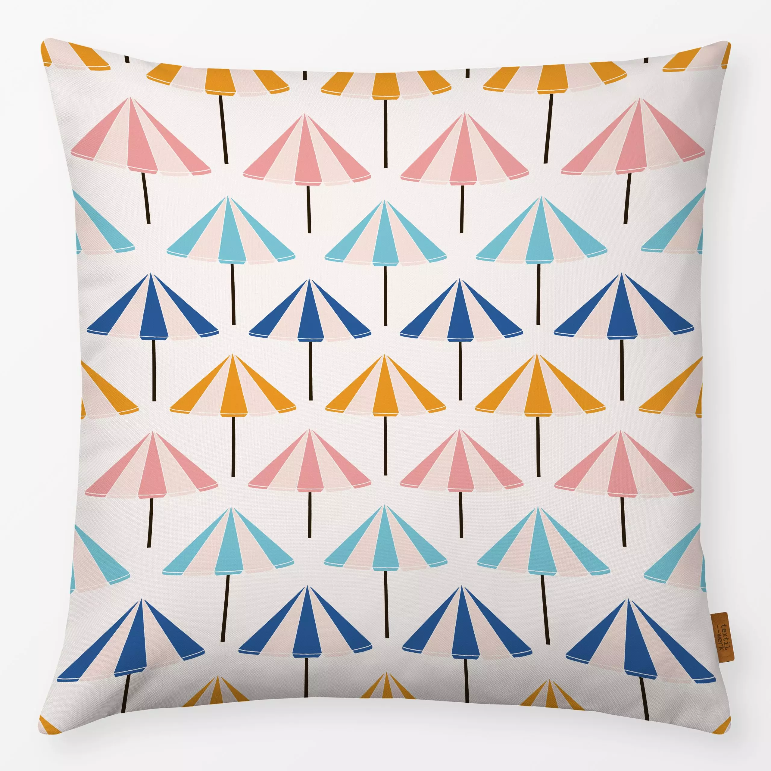 Kissen Sonnenschirm Muster bunt - Sommer, Symbole & Muster - von „Kathrin Woo"; Sommer, Sommerlich, Sonnenschirm, sommerfarb...
