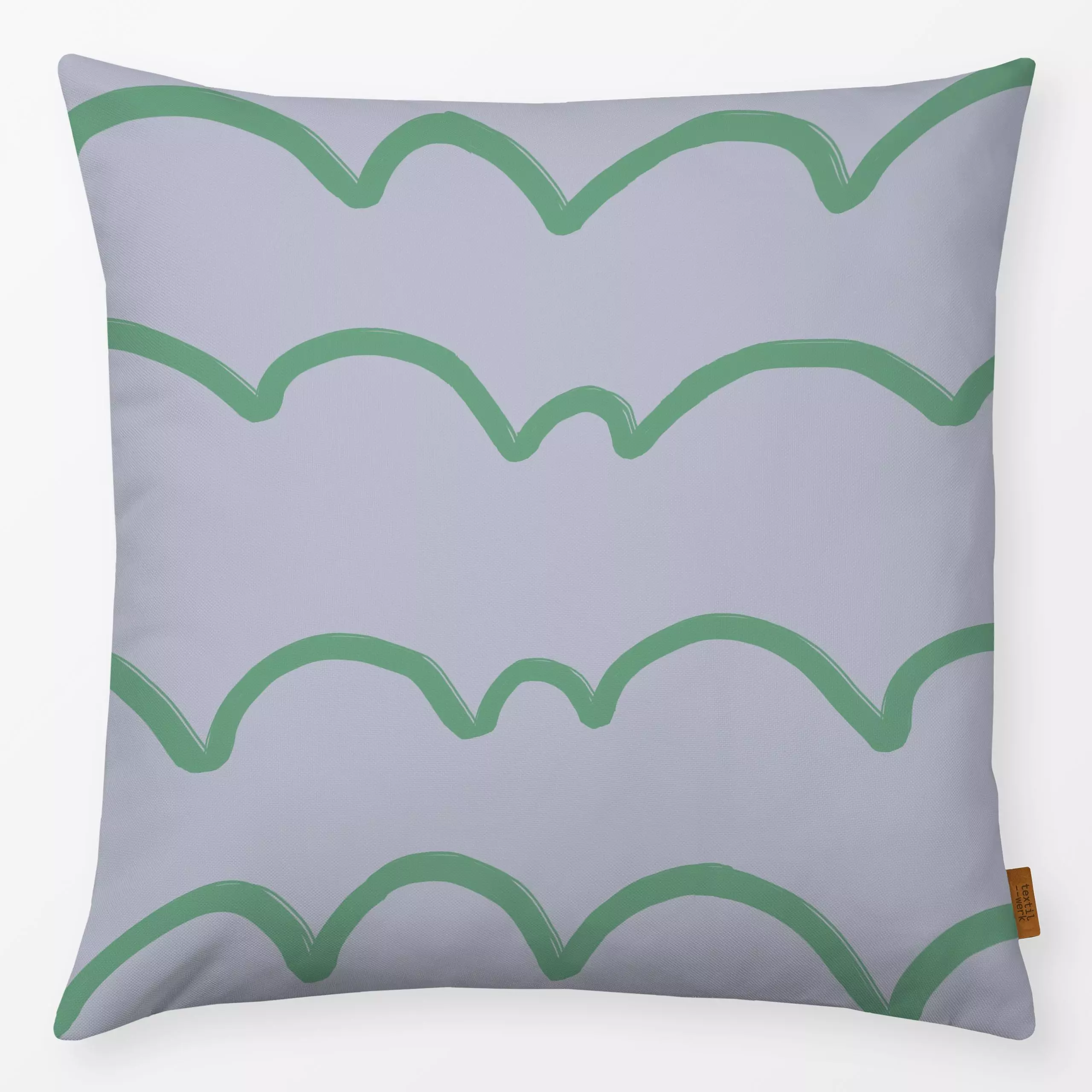 Kissen Green Hills - Frühling, Symbole & Muster - von „Miriam Dück"; Streifen, modern, grafisch, wellen, bunt, minimalistisc...