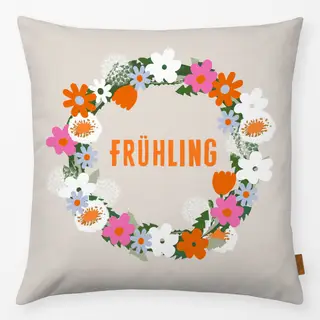 Kissen Frühling Wildblumenkranz Beige