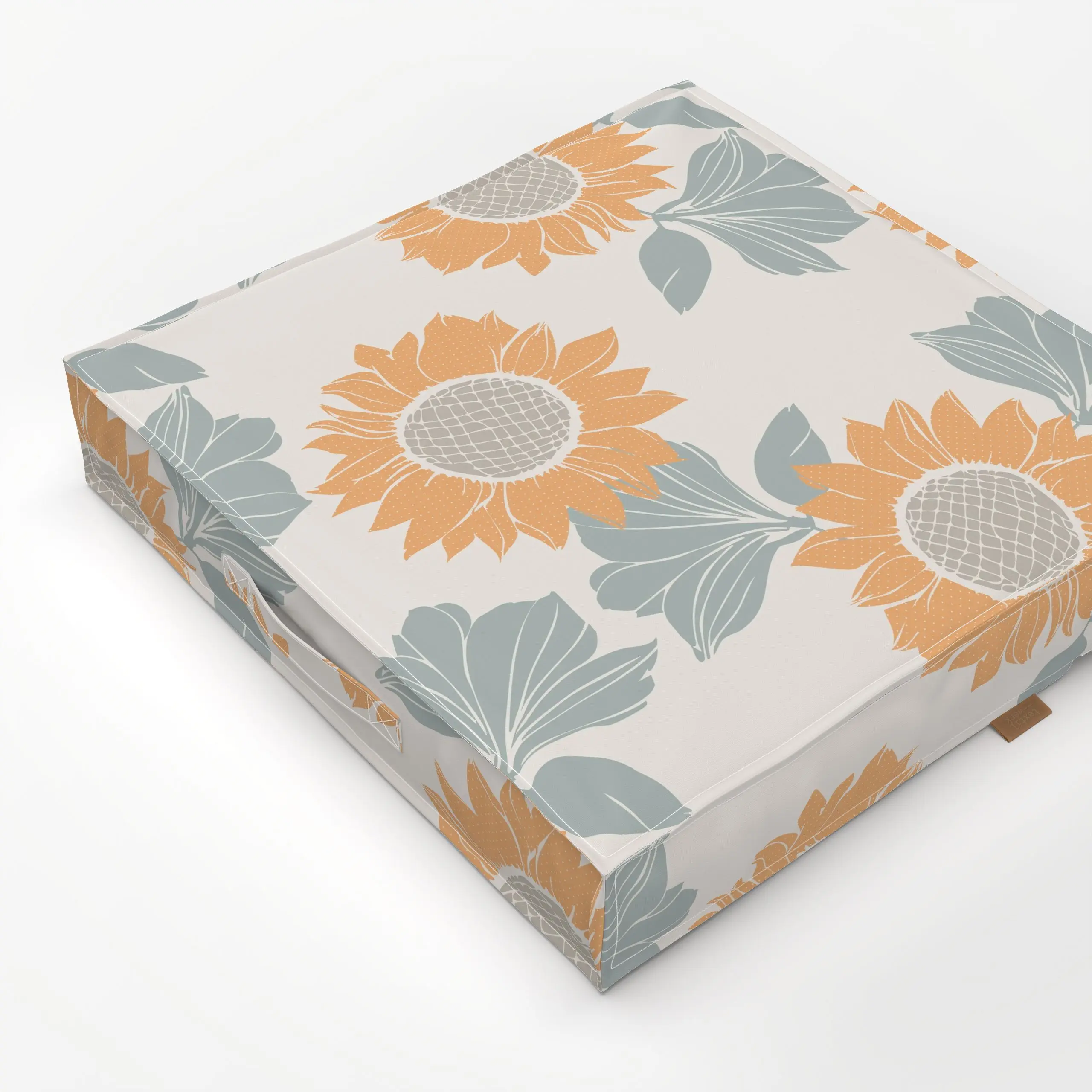 Bodenkissen sonnenblume peach-grune - Blumen & Florales, Symbole & Muster, Pflanzen & Botanik - von „Sara Maria"; boho, skan...