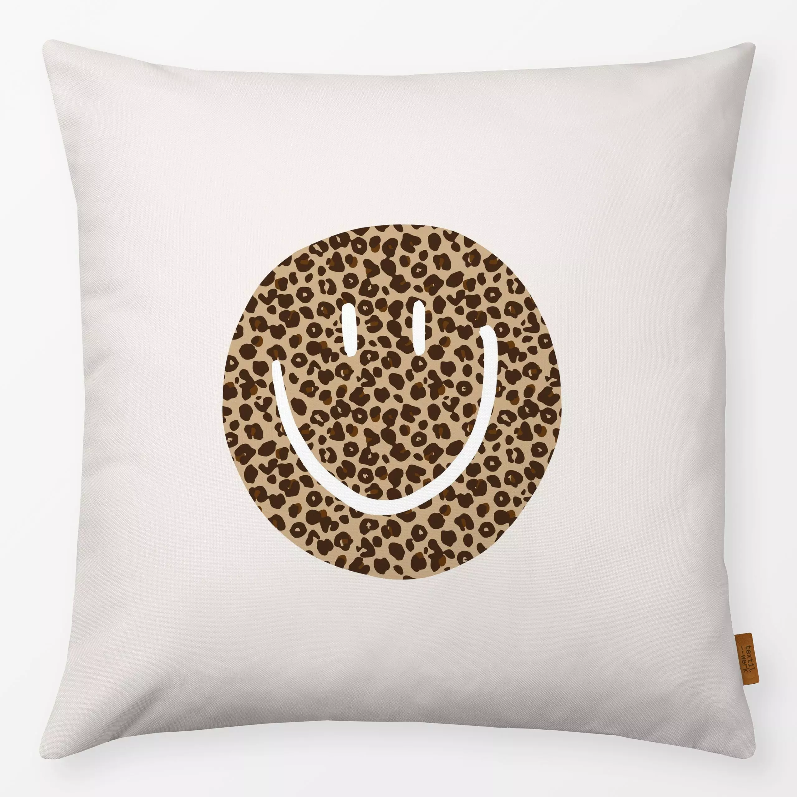 Kissen Leo Smile Face - Sommer, Symbole & Muster, Anlässe - von „Kruth Design"; Sommerblumen, geschenkidee, Smiley, kruthdes...