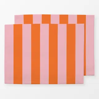 Tischset Blockstreifen rosa orange