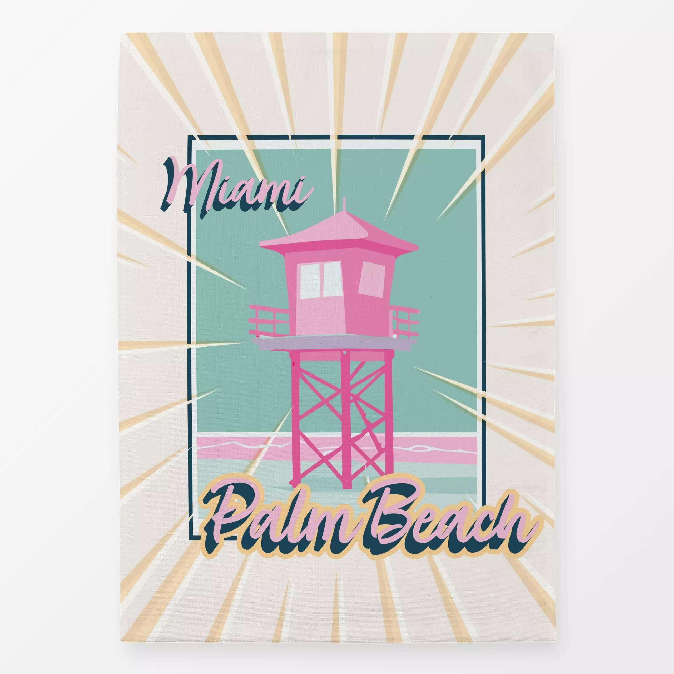 Geschirrtücher Miami Palm Beach - Sprüche & Schriftzüge, Retro & Vintage - von „Kantioler Design"; Papaya, Meer, summer, Bea...