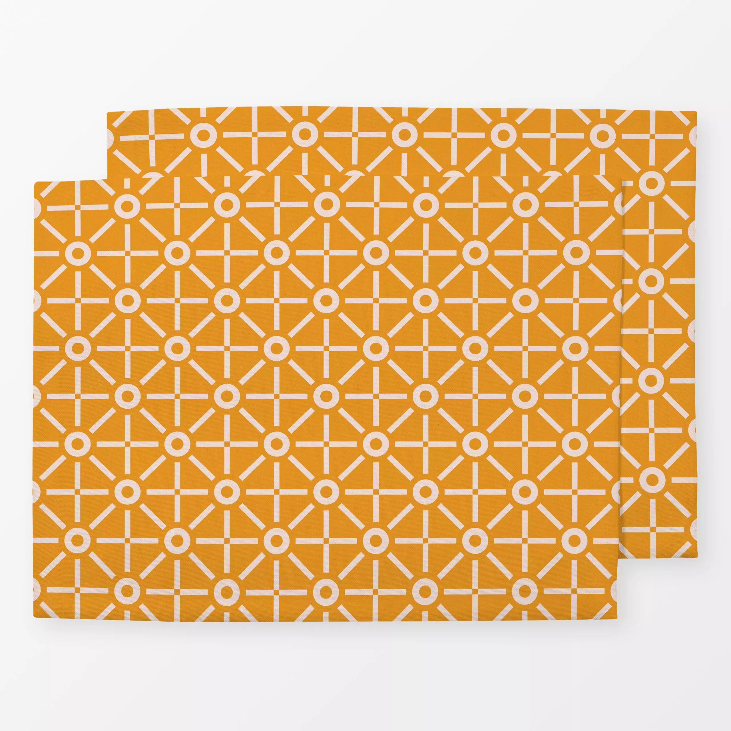 Tischset Geo Sonne rosa gelb - Natur & Landschaft, Sommer, Symbole & Muster - von „Kathrin Woo"; Geometrisch, Sonne, grafisc...