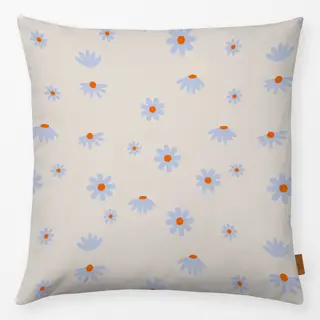 Kissen Gänseblümchen Blau Beige