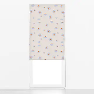 Raffrollo Gänseblümchen Blau Beige