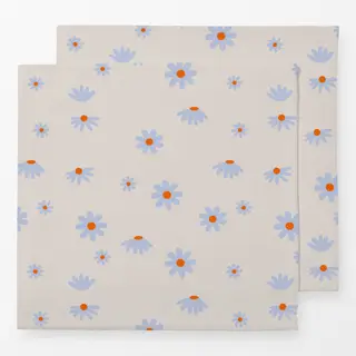 Servietten Gänseblümchen Blau Beige