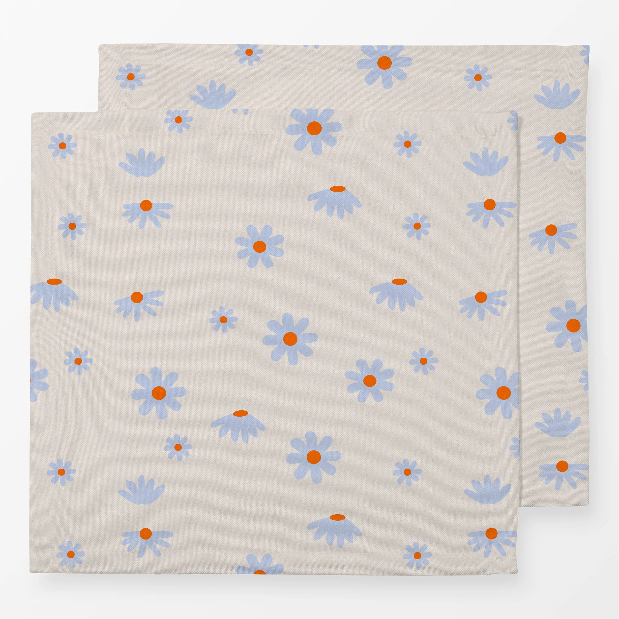 Servietten Gänseblümchen Blau Beige - Blumen & Florales, Frühling, Symbole & Muster - von „Alisa Knöß"; skandinavisch, Blume...