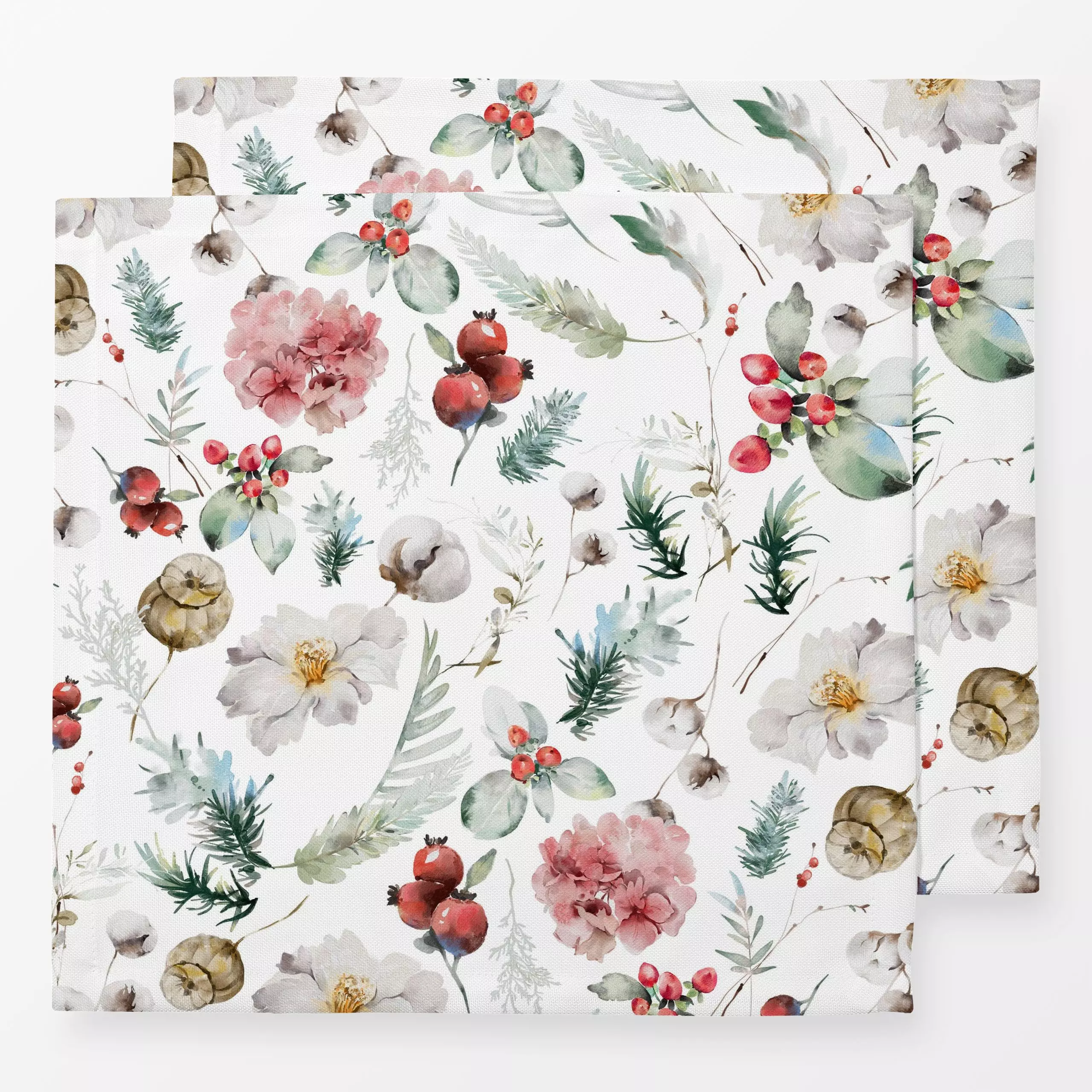 Servietten Zauberhafter Wintergarten 2 - Blumen & Florales, Winter, Pflanzen & Botanik - von „Uta Naumann"; boho, Wasserfarb...