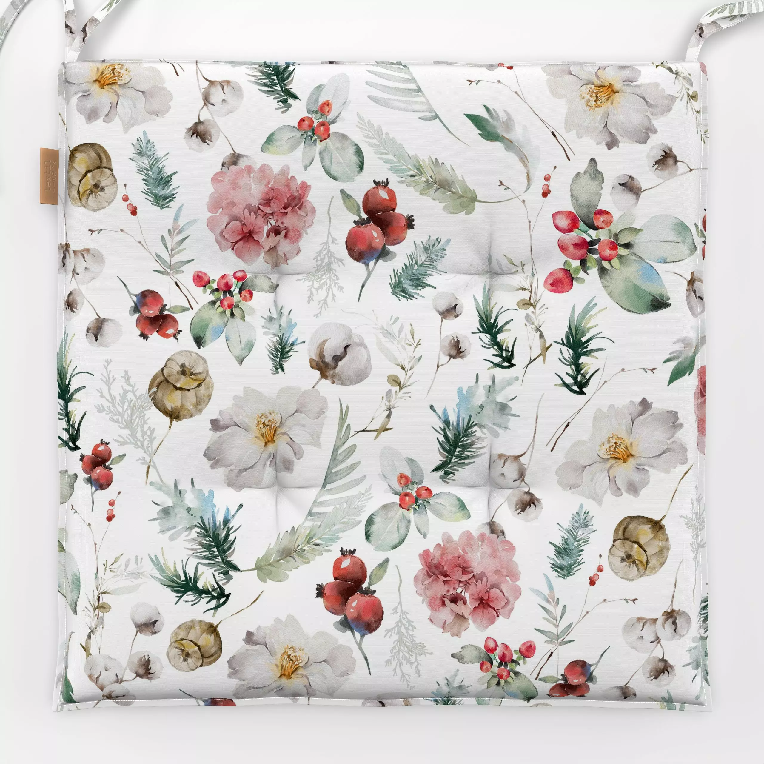 Sitzkissen Zauberhafter Wintergarten 2 - Blumen & Florales, Winter, Pflanzen & Botanik - von „Uta Naumann"; boho, Wasserfarb...