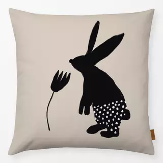 Kissen Osterhase mit Blume Beige