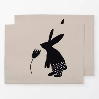 Tischset Osterhase mit Blume Beige