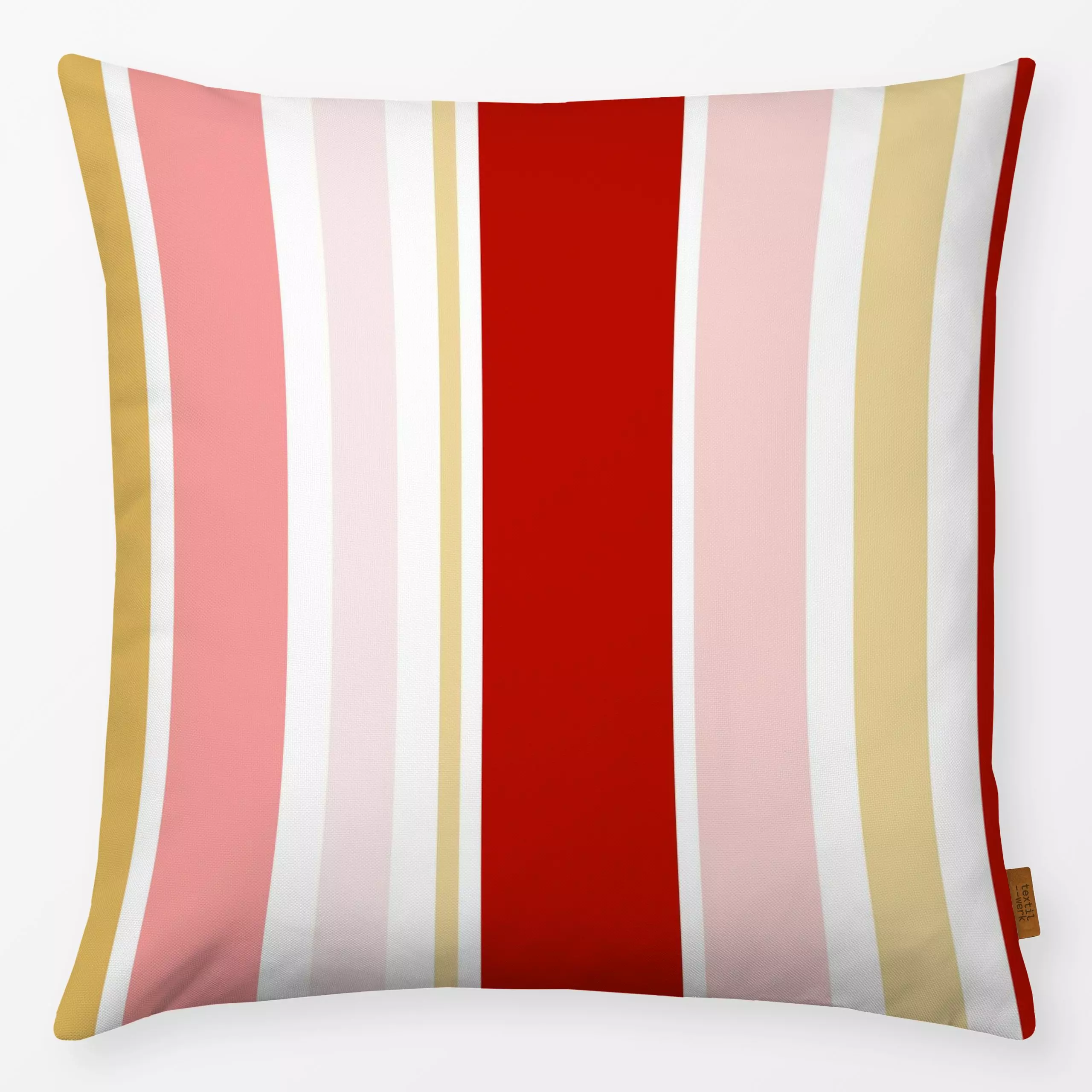 Kissen Summer Fling - Symbole & Muster - von „BOUDOIR BOBO"; Streifen, rosa, Sommer, summer, rot, gelb, Weiss, stripes, spri...