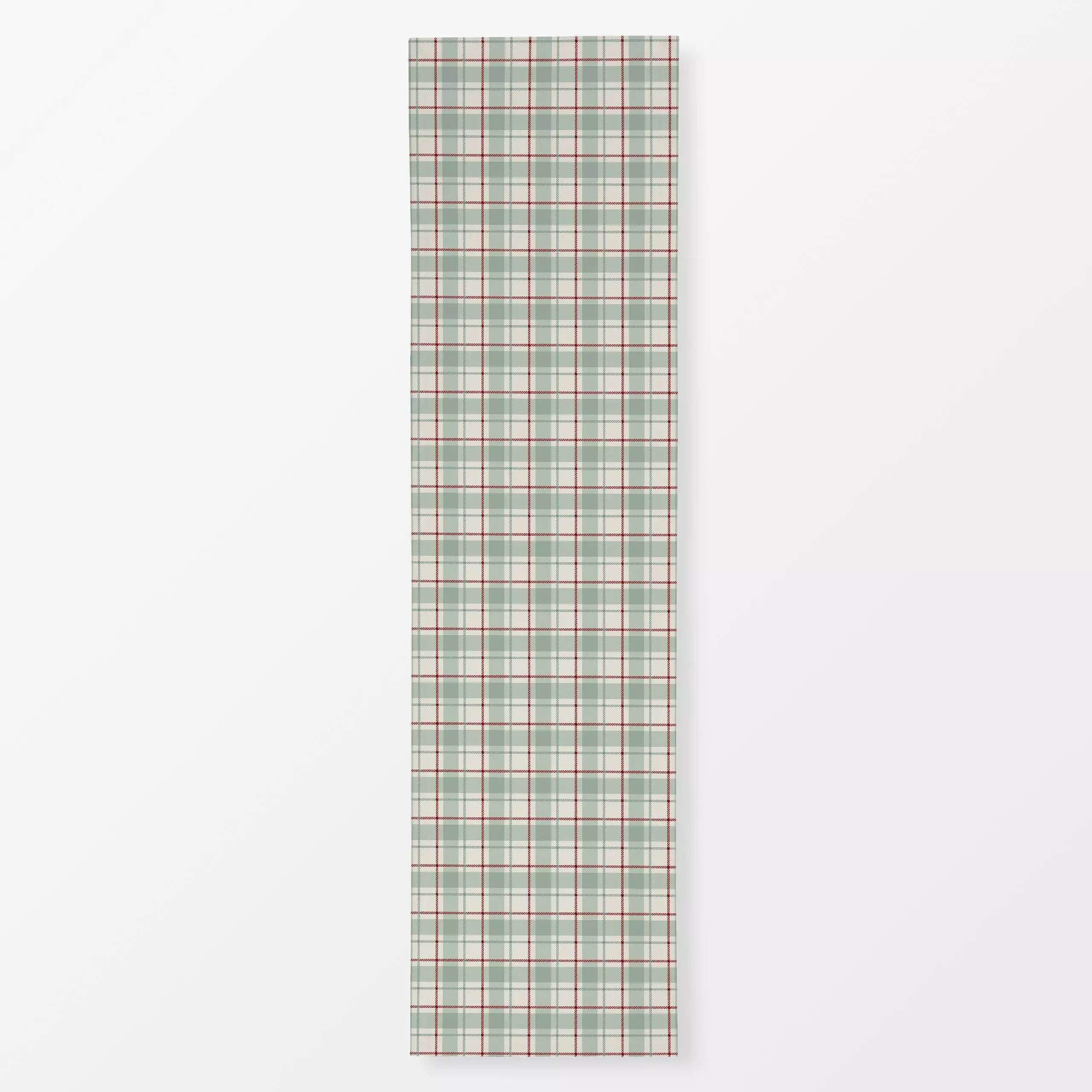 Tischläufer Wichtel Plaid hellgrün - Symbole & Muster, Anlässe - von „Katrin Graff"; Kinderzimmer, Karo, weihnachtlich, Weih...