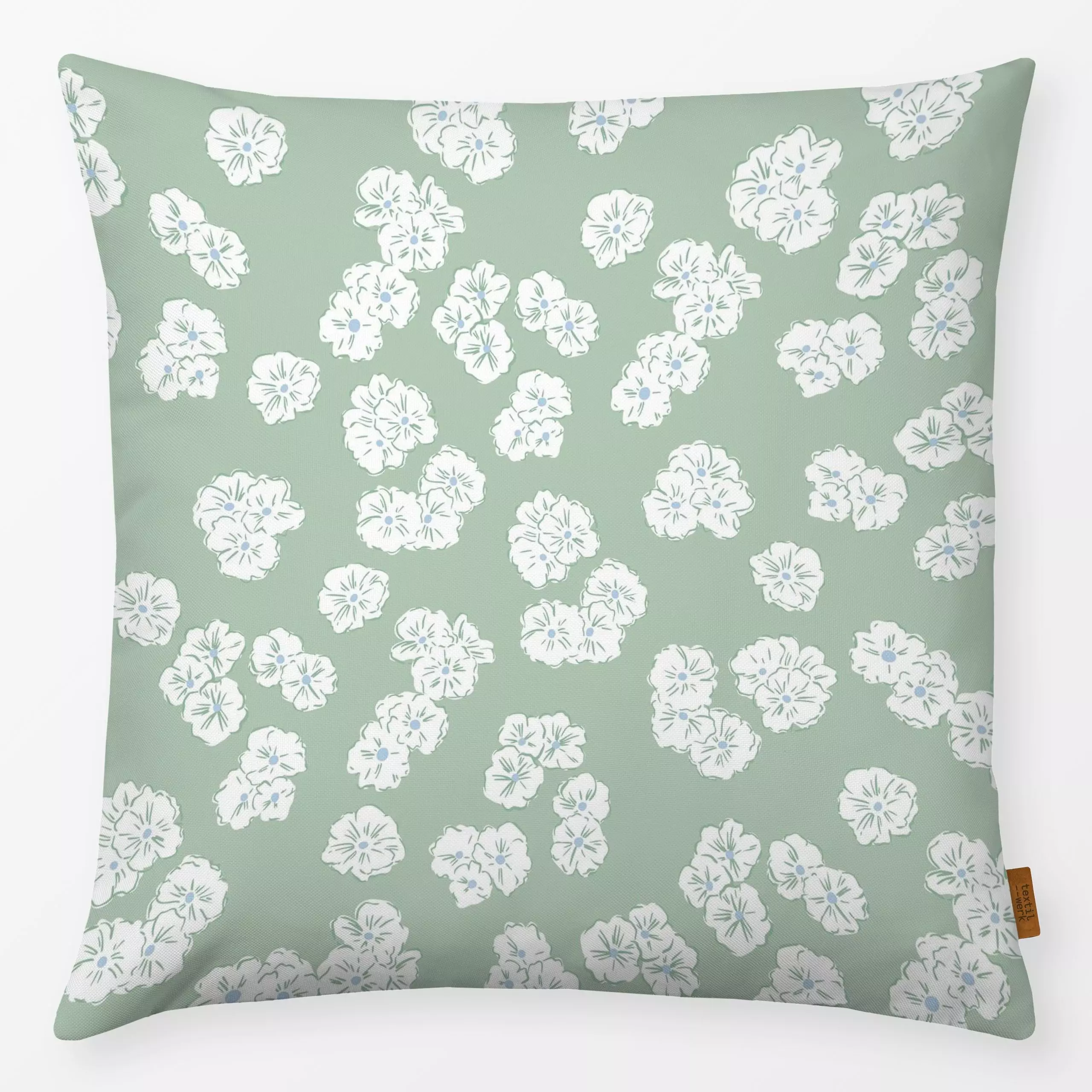 Kissen Frühling Kirschblüten in grün - Blumen & Florales, Frühling, Symbole & Muster - von „Katrin Graff"; Blumen, Ostern, f...