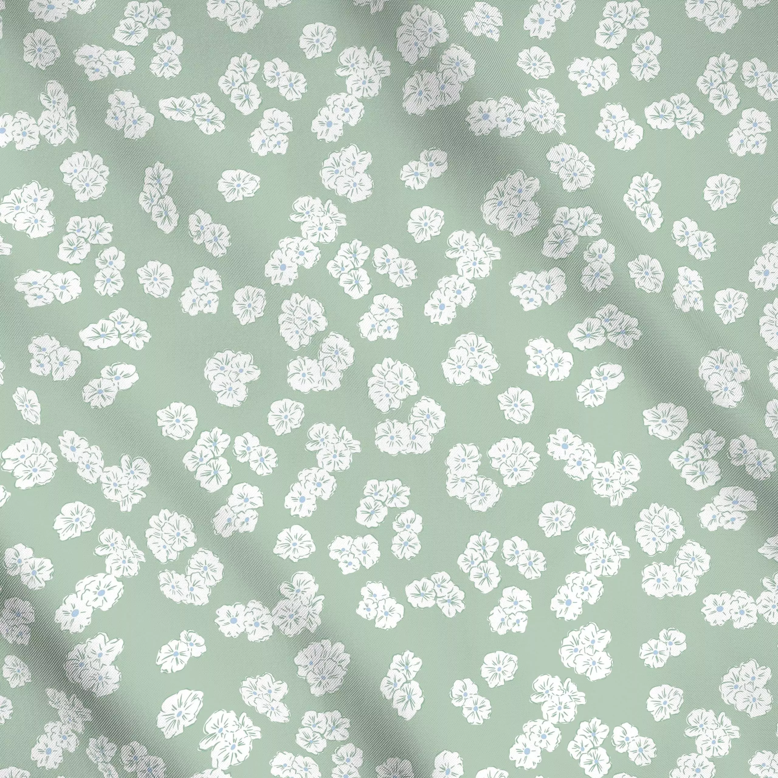 Meterware Frühling Kirschblüten in grün, Blumen, gemustert, Ostern, von Katrin Graff