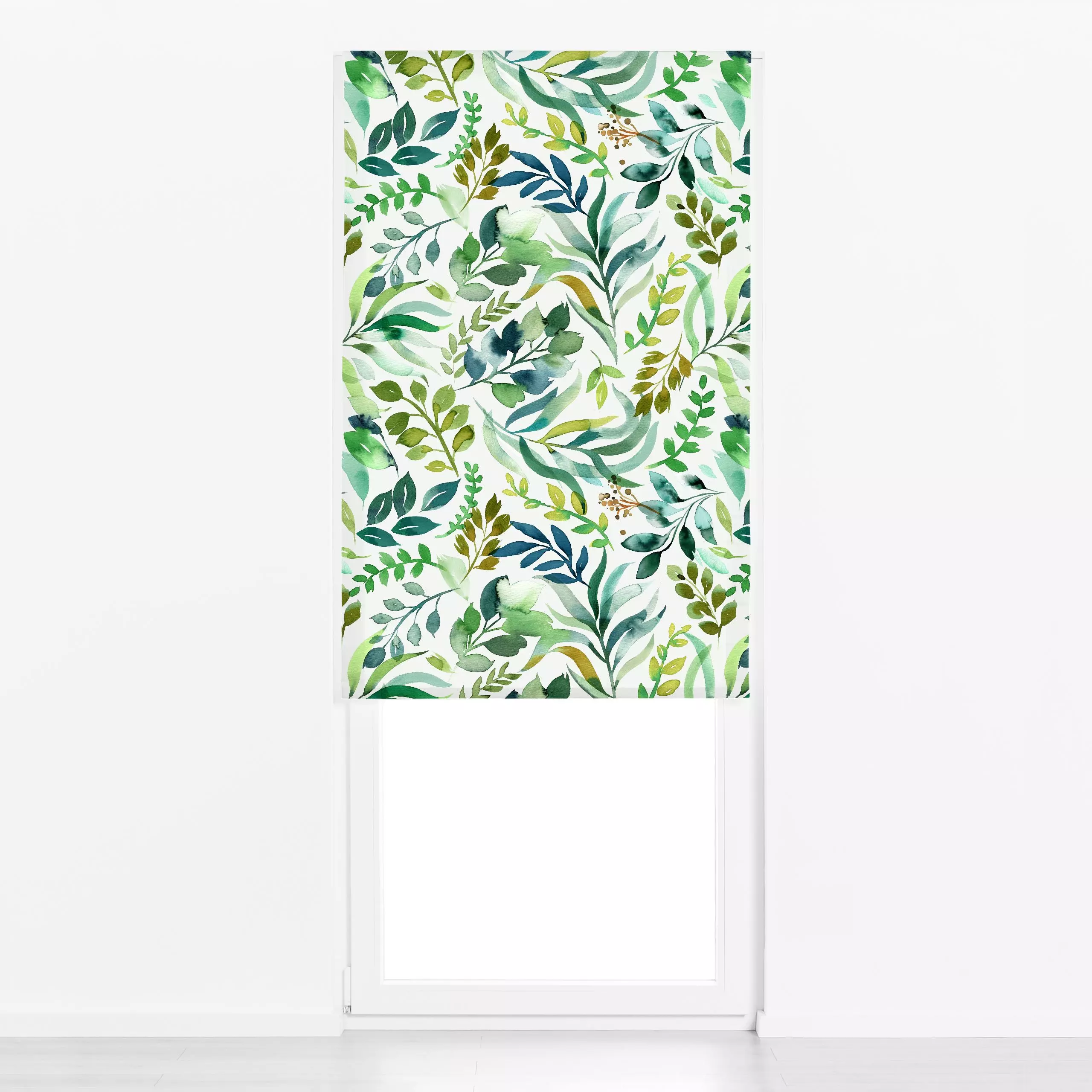 Raffrollo Aquarell Botanisch Blätter - Frühling, Natur & Landschaft, Pflanzen & Botanik - von „Ninola Design "; boho, Aquare...
