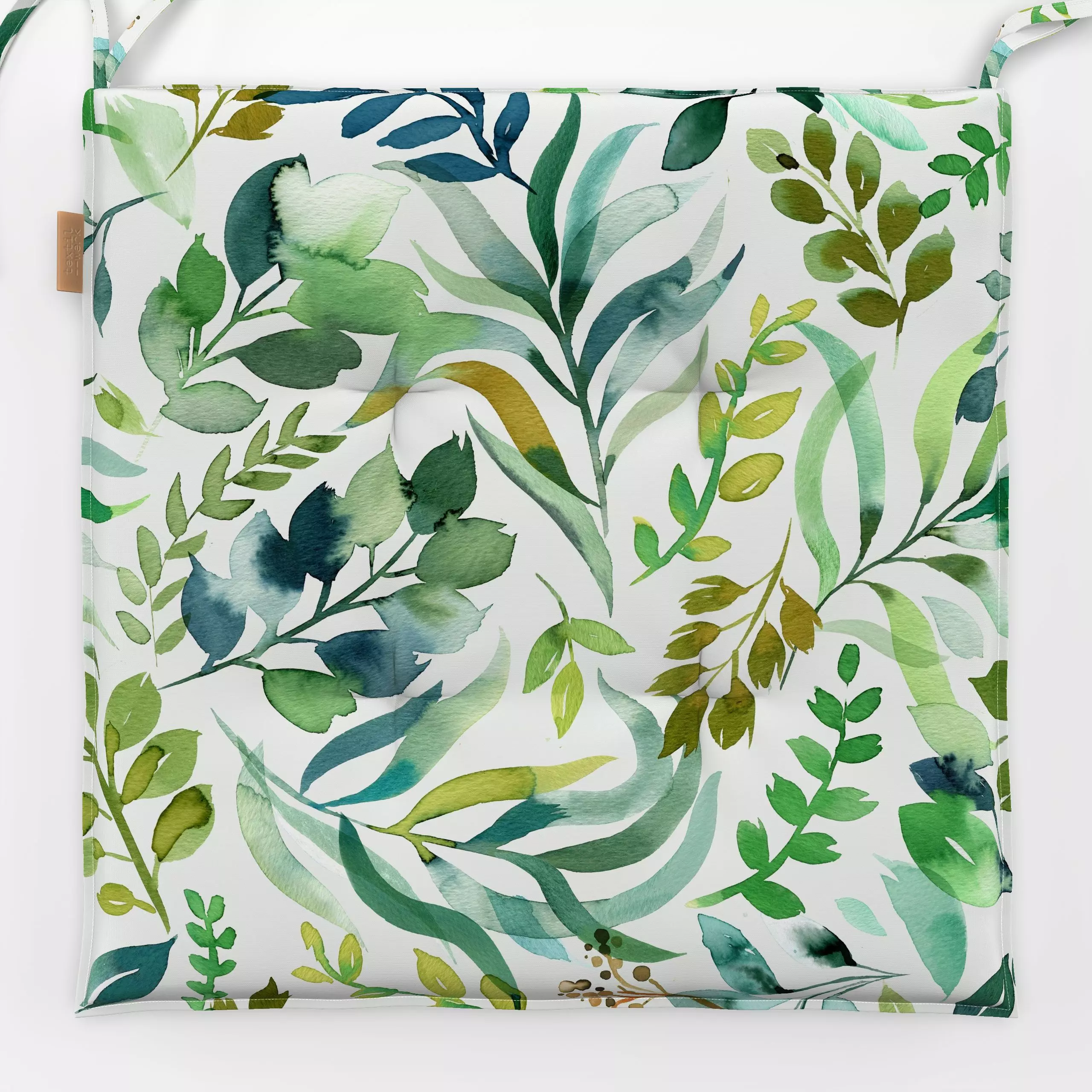 Sitzkissen Aquarell Botanisch Blätter - Frühling, Natur & Landschaft, Pflanzen & Botanik - von „Ninola Design "; boho, Aquar...