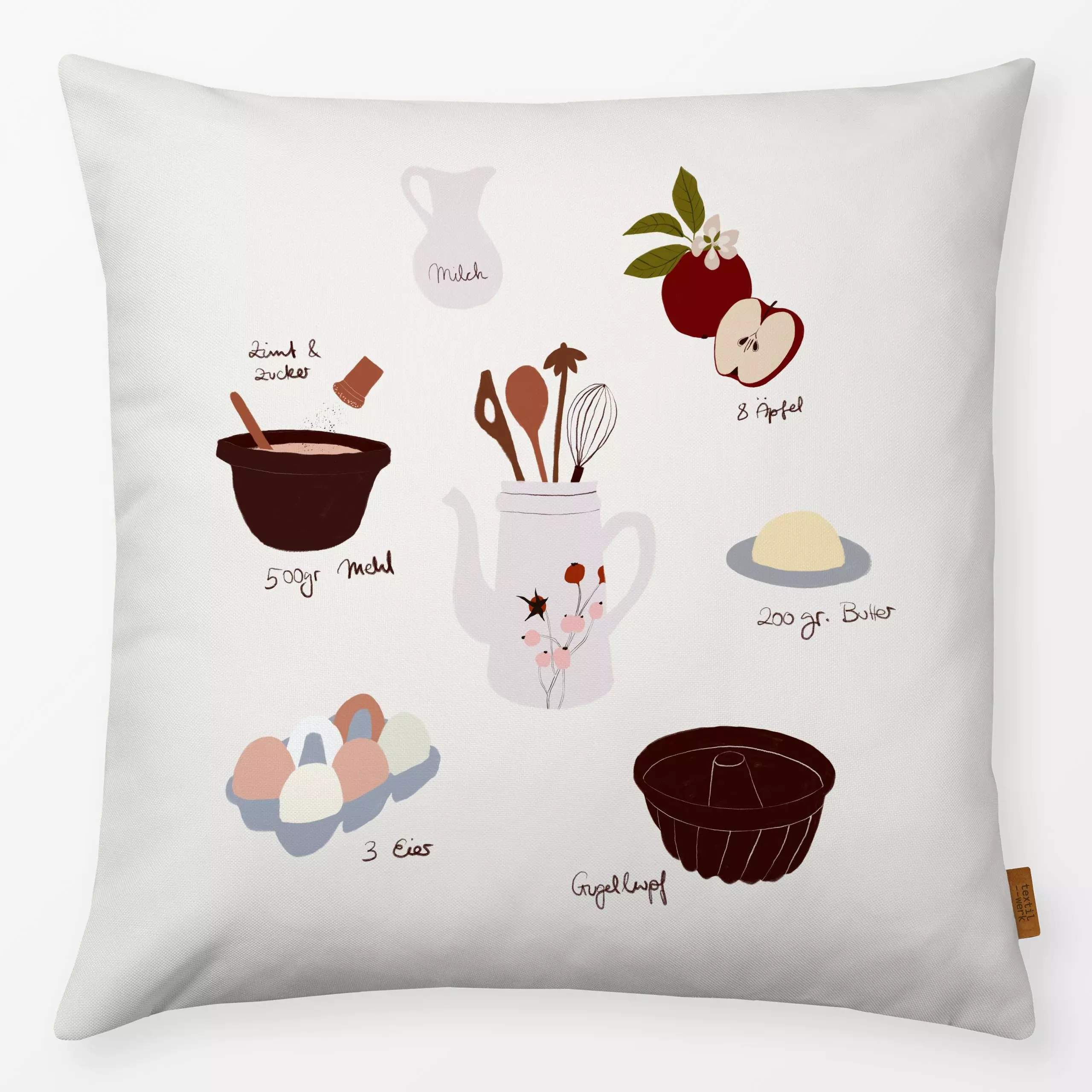 Kissen Apfelkuchen Rezept - Herbst, Küche, Essen & Trinken - von „Sophie Augustin Illustration"; Apfel, Herbst, Backen, Herb...