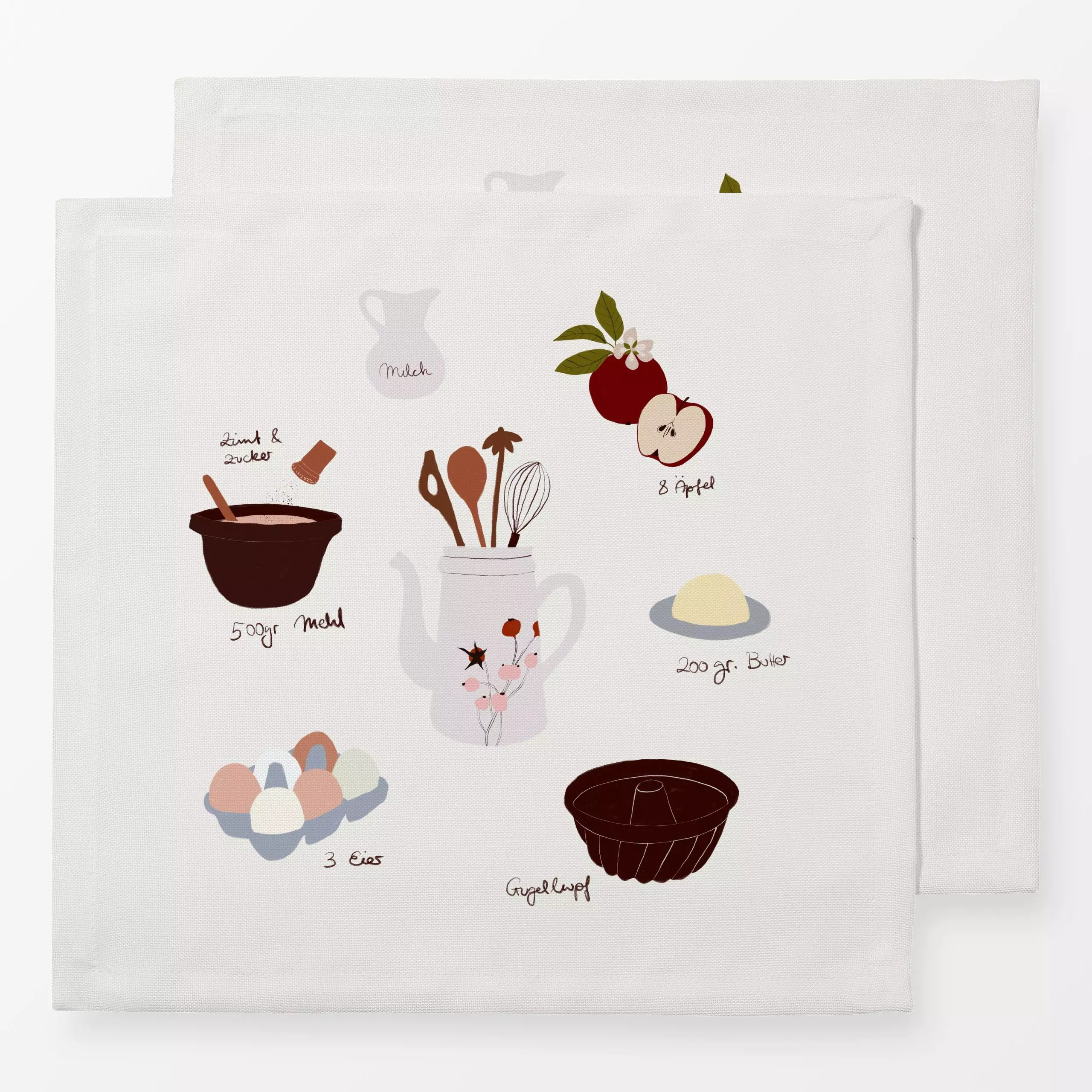 Servietten Apfelkuchen Rezept - Herbst, Küche, Essen & Trinken - von „Sophie Augustin Illustration"; Apfel, Herbst, Backen, ...