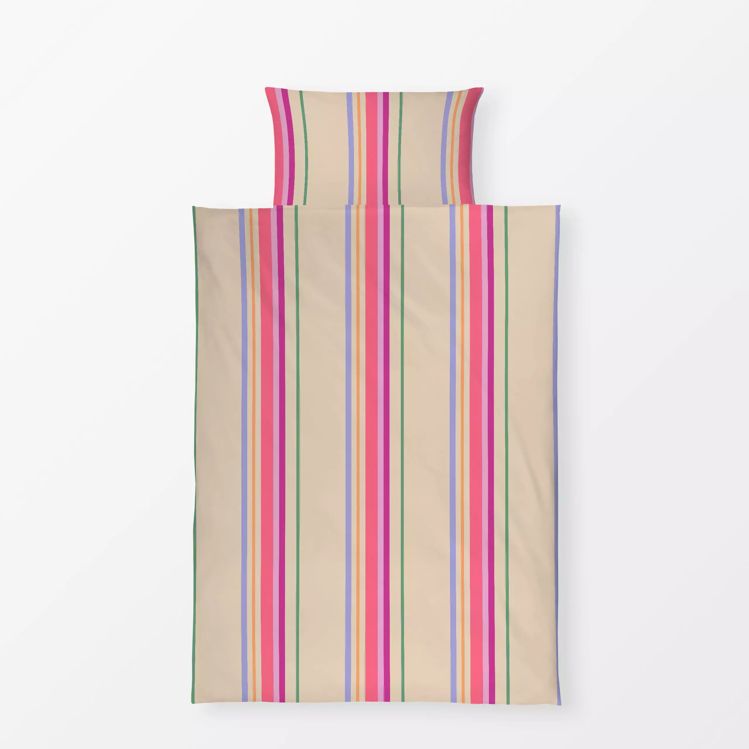 Bettwäsche Luftig Bunte Streifen - Sommer, Symbole & Muster - von „Alisa Knöß"; Streifen, pink, hellblau, grun, gestreift, S...