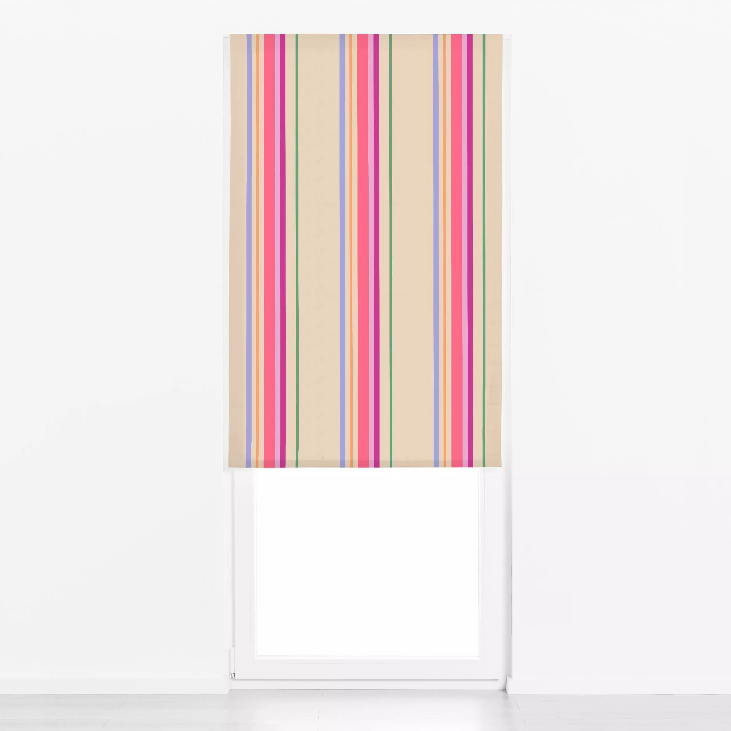 Raffrollo Luftig Bunte Streifen - Sommer, Symbole & Muster - von „Alisa Knöß"; Streifen, pink, hellblau, grun, gestreift, St...