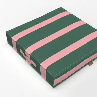 Bodenkissen Streifen Tannengrün & Rosa