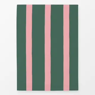 Geschirrtücher Streifen Tannengrün & Rosa