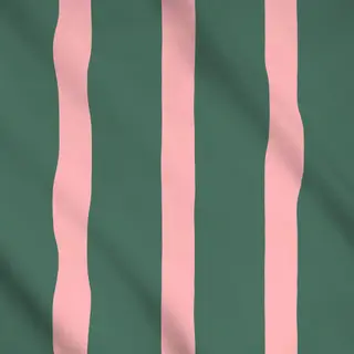 Meterware Streifen Tannengrün & Rosa