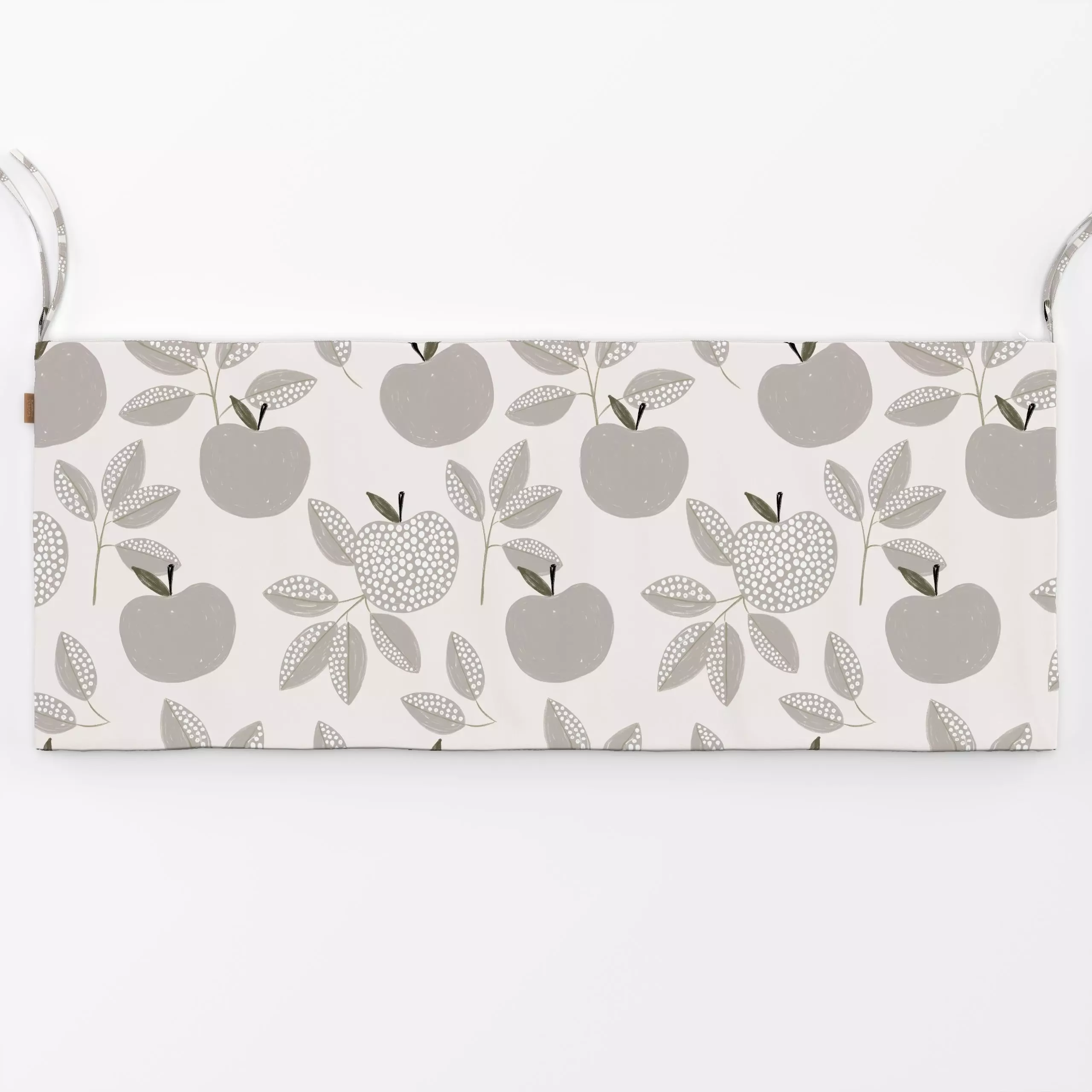Bankauflage Allover Zweig Apfel grau - Blumen & Florales, Herbst, Früchte - von „Kruth Design"; Frucht, Herbst, Herbstdeko, ...
