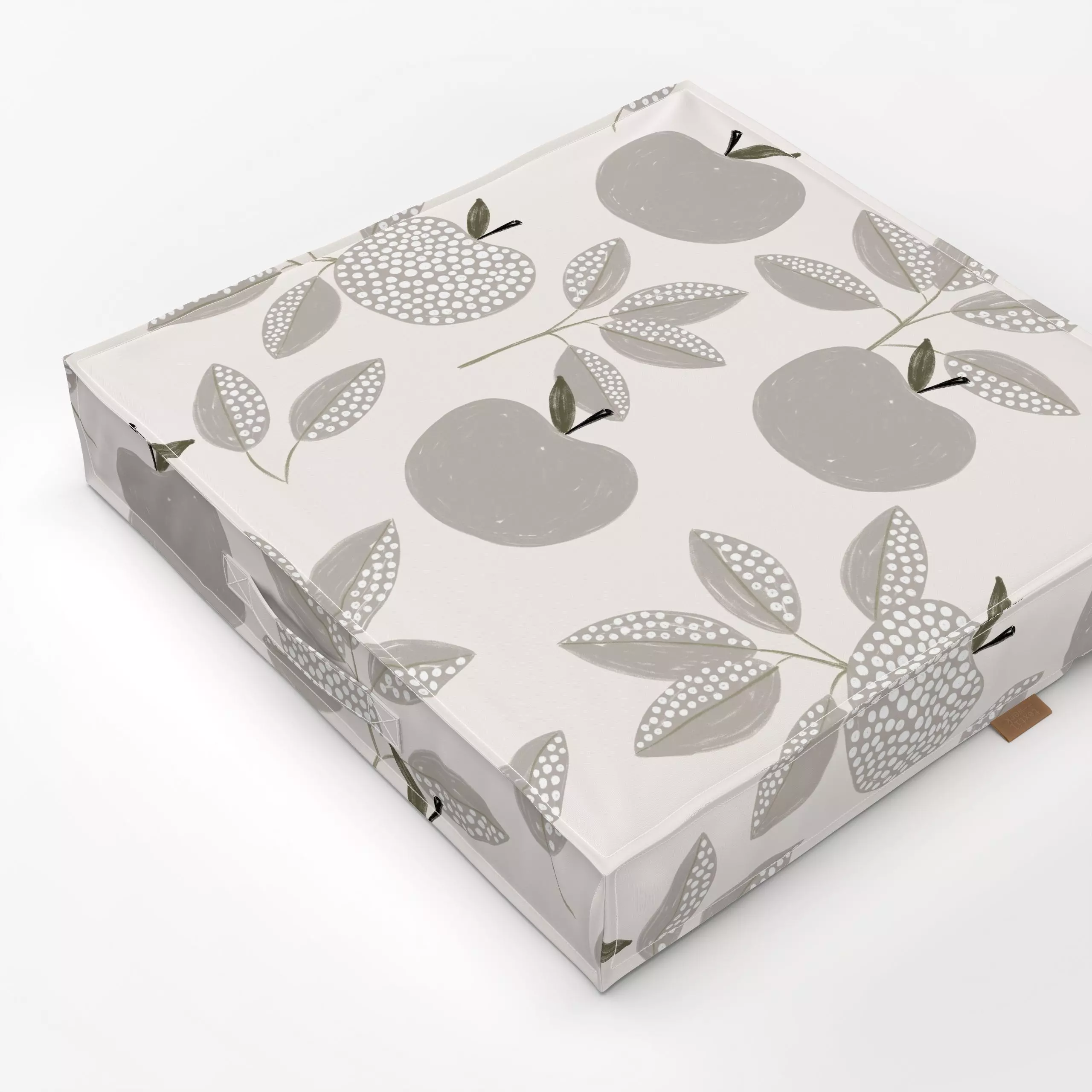 Bodenkissen Allover Zweig Apfel grau - Blumen & Florales, Herbst, Früchte - von „Kruth Design"; Frucht, Herbst, Herbstdeko, ...