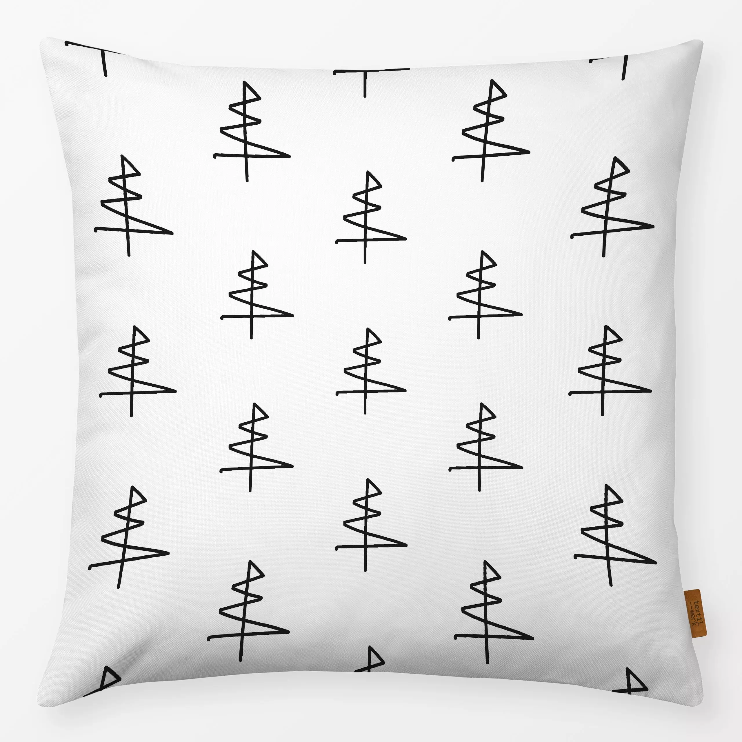 Kissen Weihnachtsbaum Sketch - Sprüche & Schriftzüge, Weihnachten - von „Studio ROSAGRAU"; Muster, Weihnachtsbaum, winterdek...