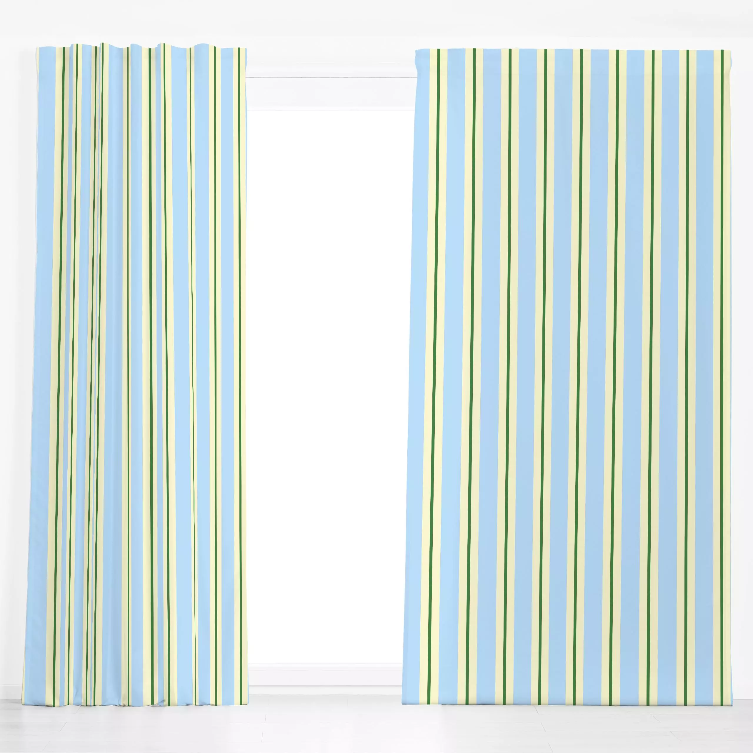 Dekovorhang Retro Stripes Hellblau Gelb - Symbole & Muster - von „Studio ROSAGRAU"; Linien, Streifen, Retro, gelb, outdoor, ...