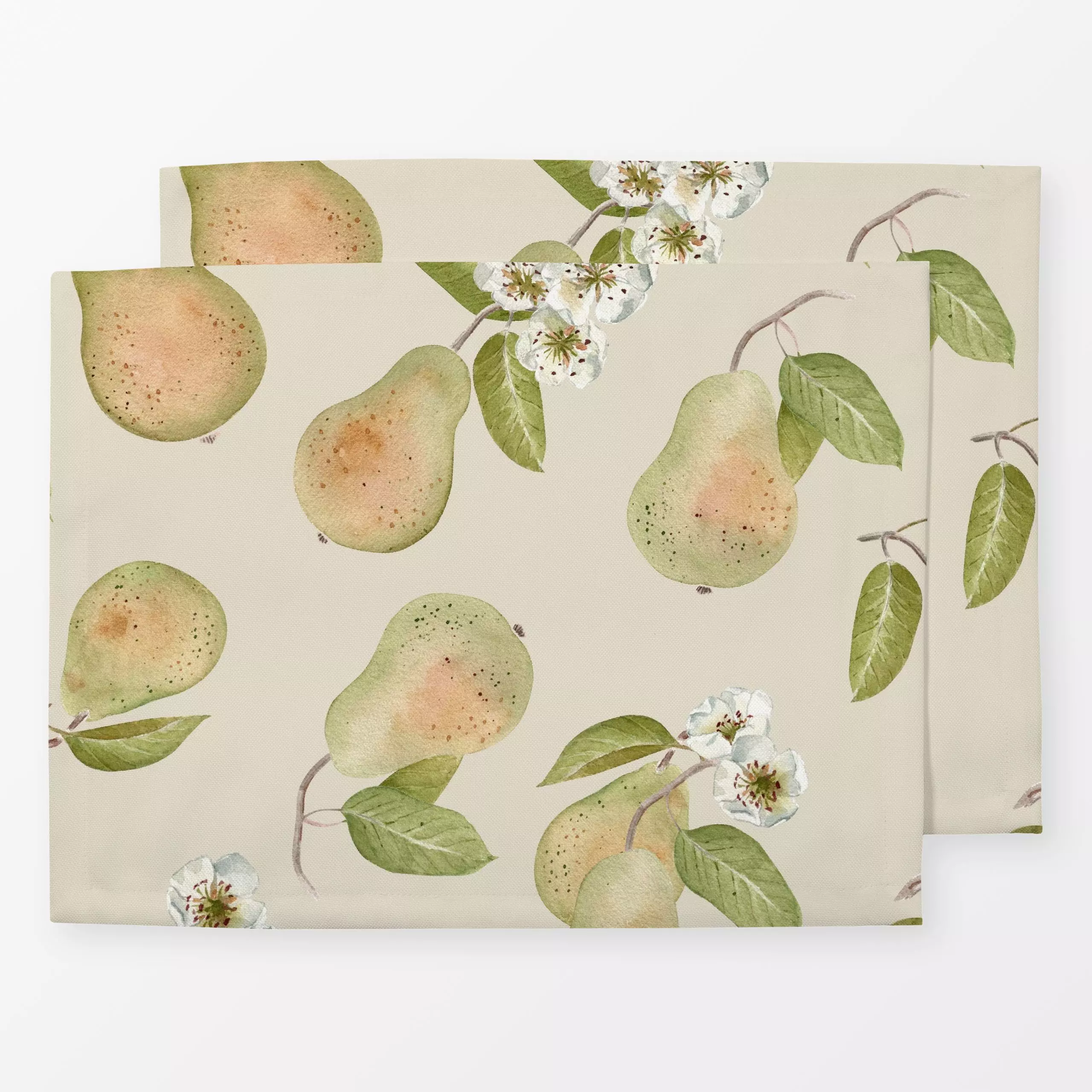 Tischset Birnen Blüte beige - Blumen & Florales, Herbst - von „Katrin Graff"; Birne, Haus - & Bauernhoftiere, Herbst, Herbst...