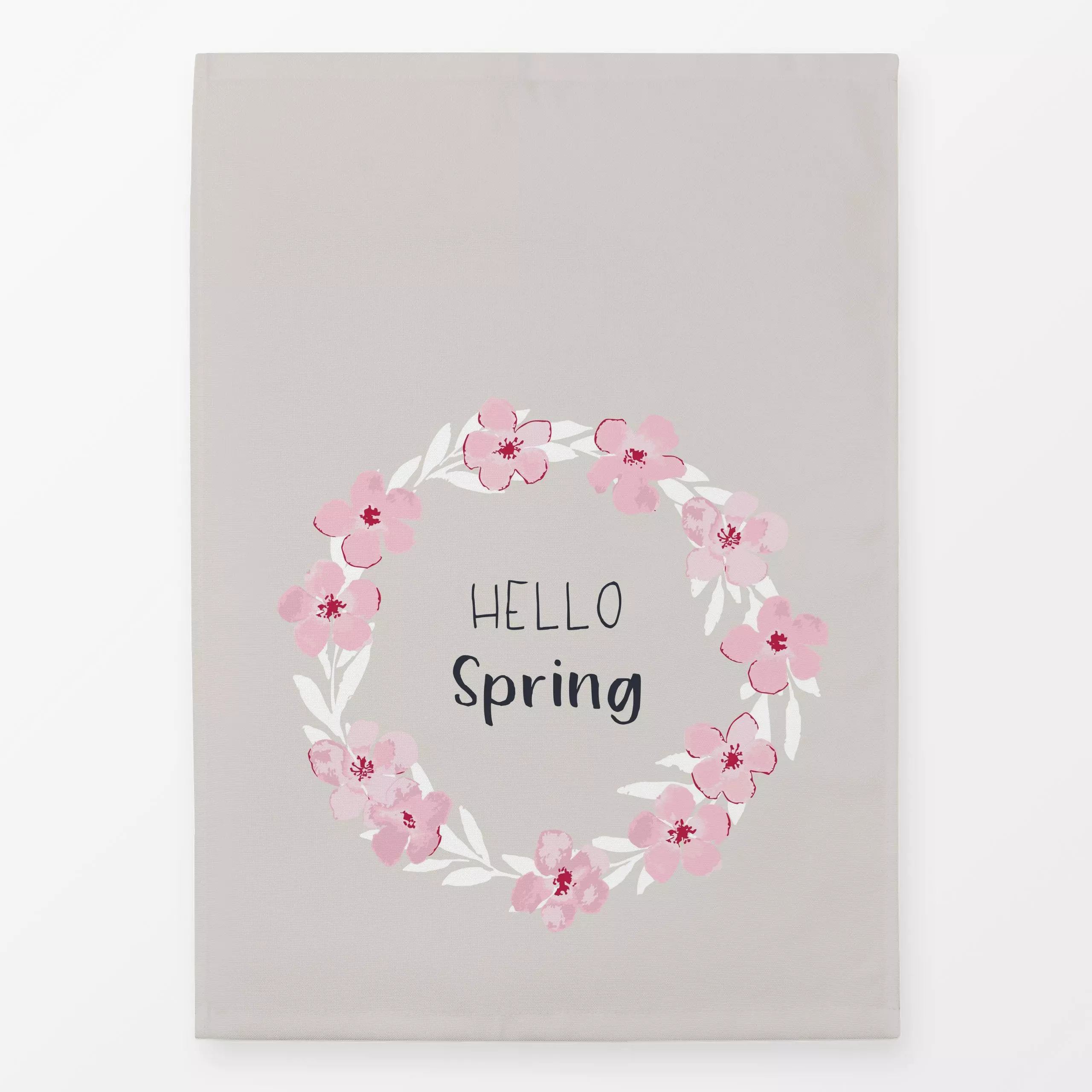 Geschirrtücher Hello Spring Kranz beige - Blumen & Florales, Frühling, Ostern - von „Katrin Graff“; Garten, landhaus, Letter...