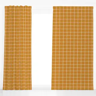 Dekovorhang Karo Grid Muster Beige Gelb