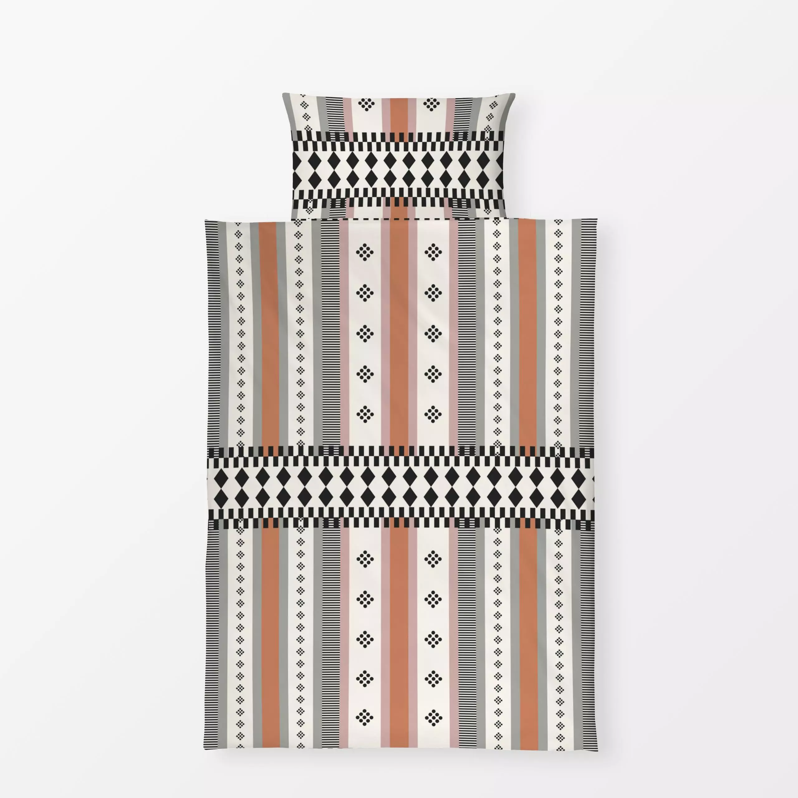 Bettwäsche Mediterranean Patchwork - Sommer, Symbole & Muster - von „Eda Şahin"; Textur, Streifen, graphisch, mediterran, Ka...