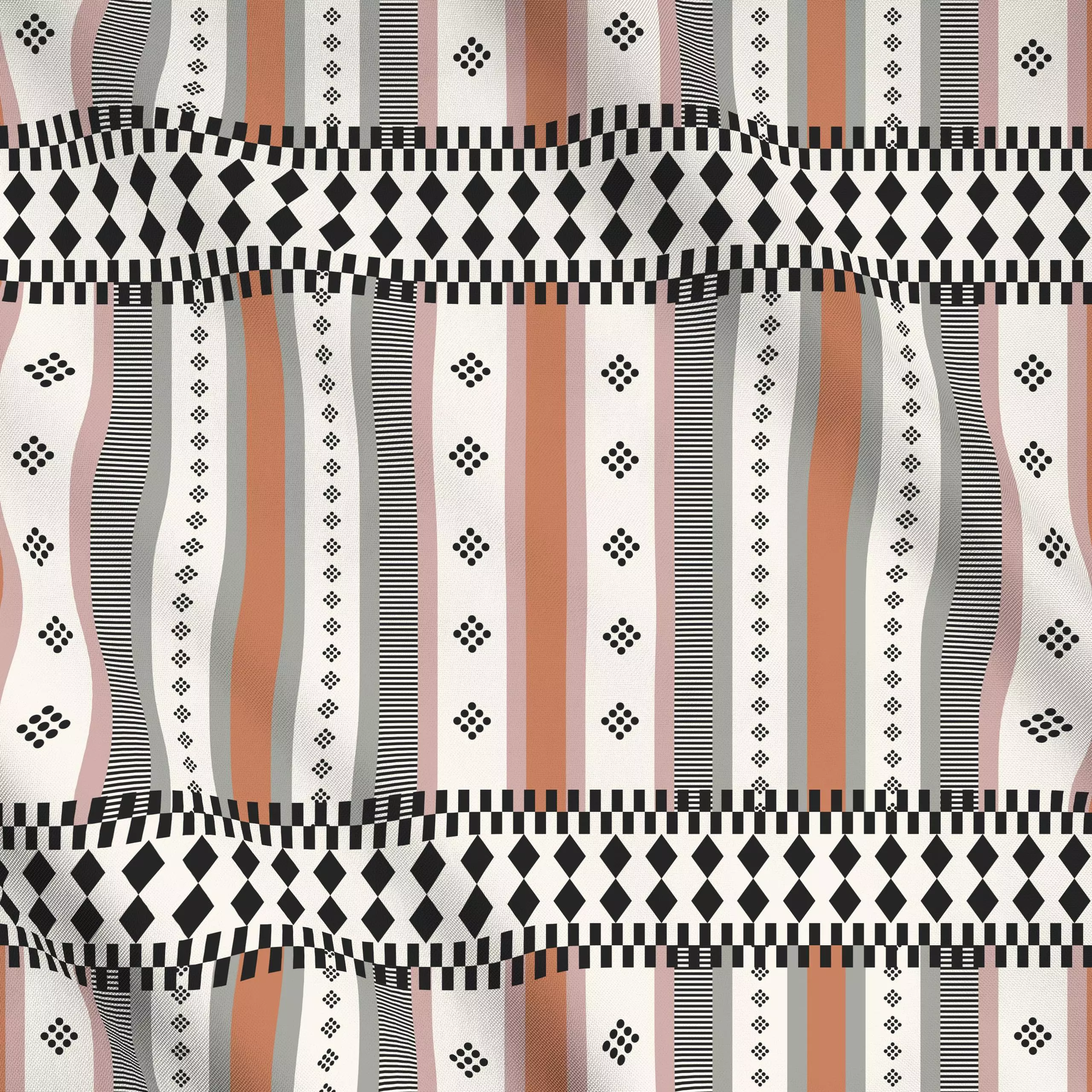 Meterware Mediterranean Patchwork - Sommer, Symbole & Muster - von „Eda Şahin"; Textur, Streifen, graphisch, mediterran, Kar...