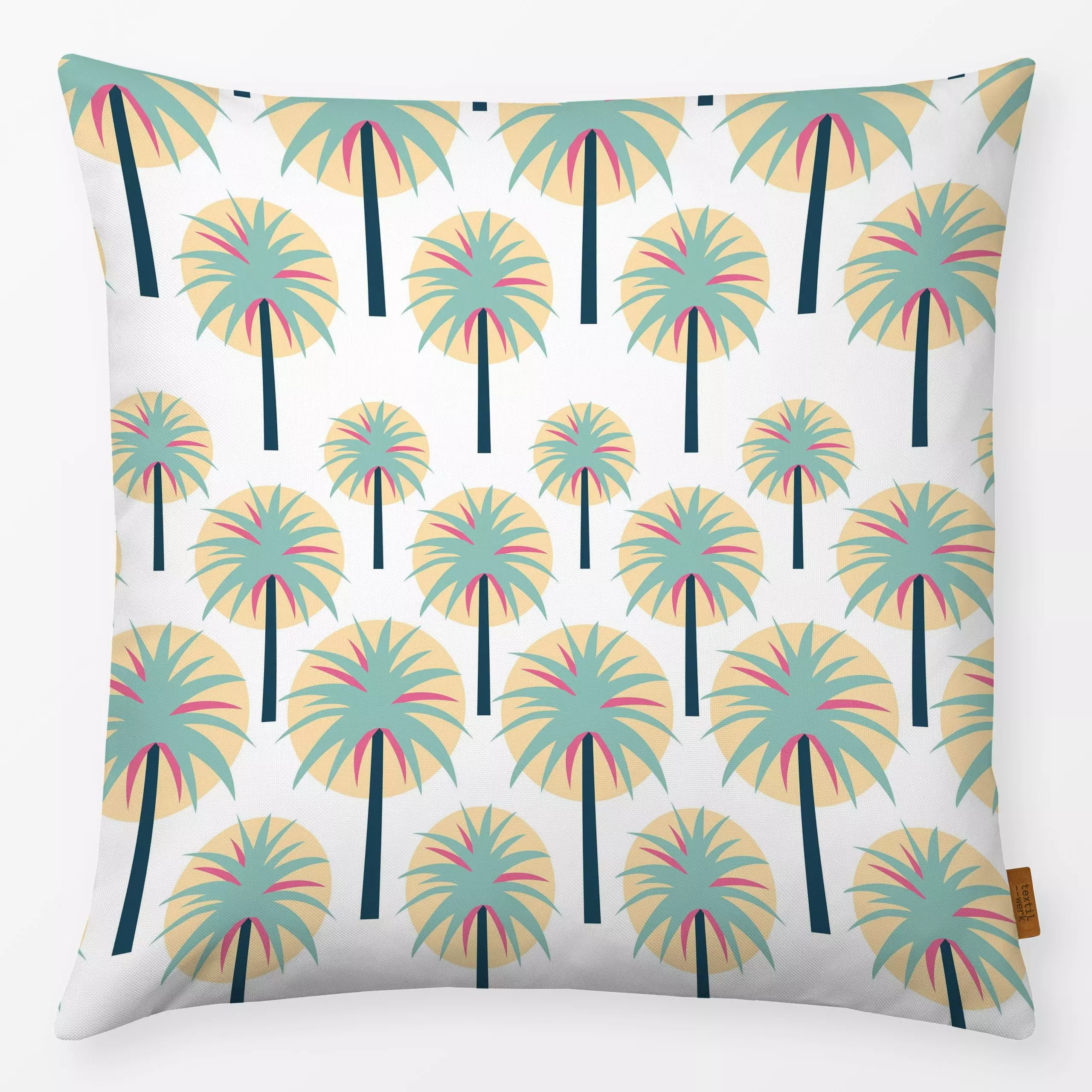 Kissen Retro Palmen weiß - Symbole & Muster, Pflanzen & Botanik, Retro & Vintage - von „Kantioler Design"; Muster, Palmen, p...